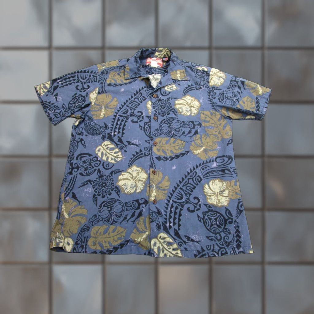 Vintage VINTAGE RJC Shirt Mens M Blue Island Tribal Tattoo art Tiki Hawaiian 90s y2k USA Size US M / EU 48-50 / 2 - 1 Thumbnail