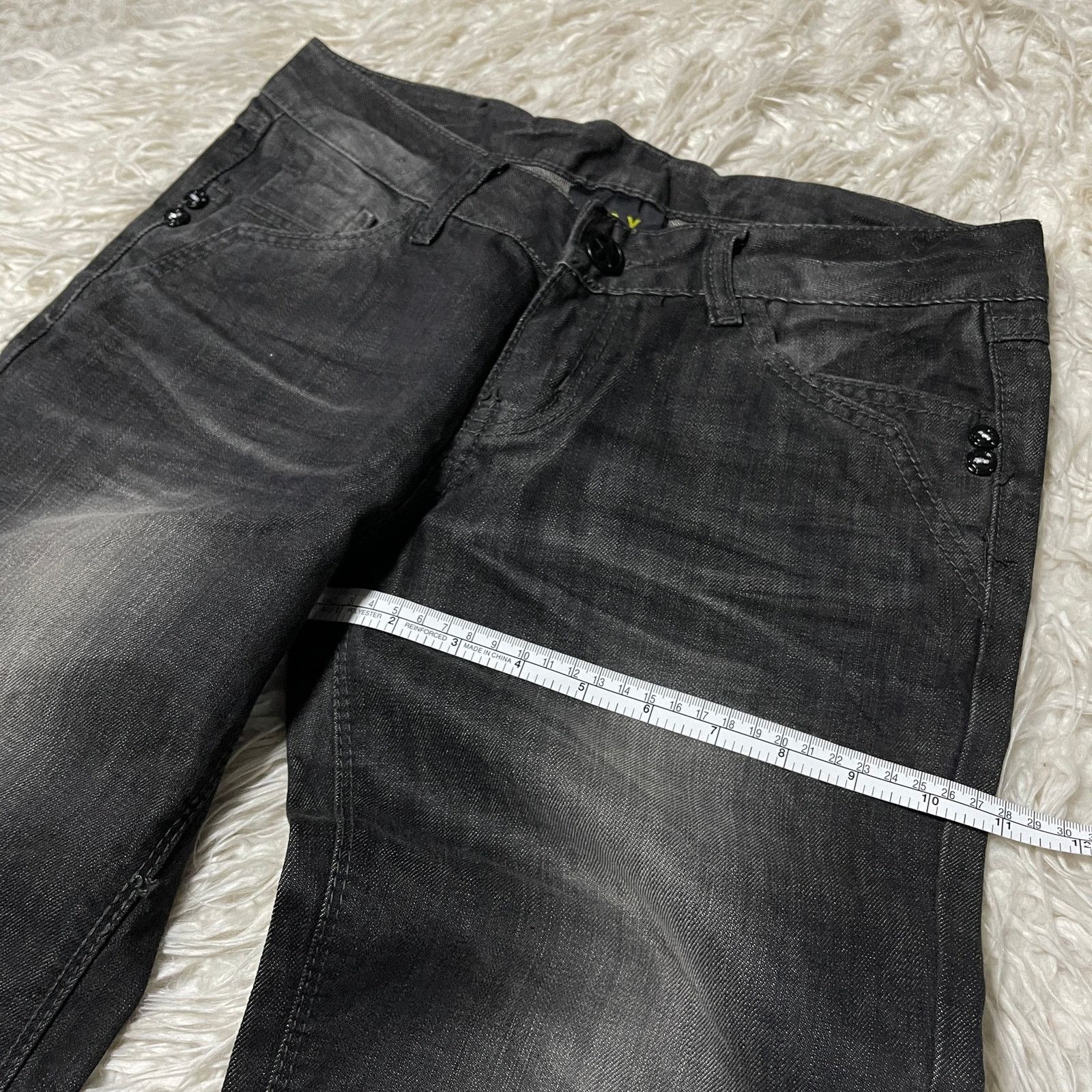 Japanese Brand Vintage Faded Wash Low-rise Flared Bootcut Denim Jeans Black Size 30" / US 8 / IT 44 - 15 Thumbnail