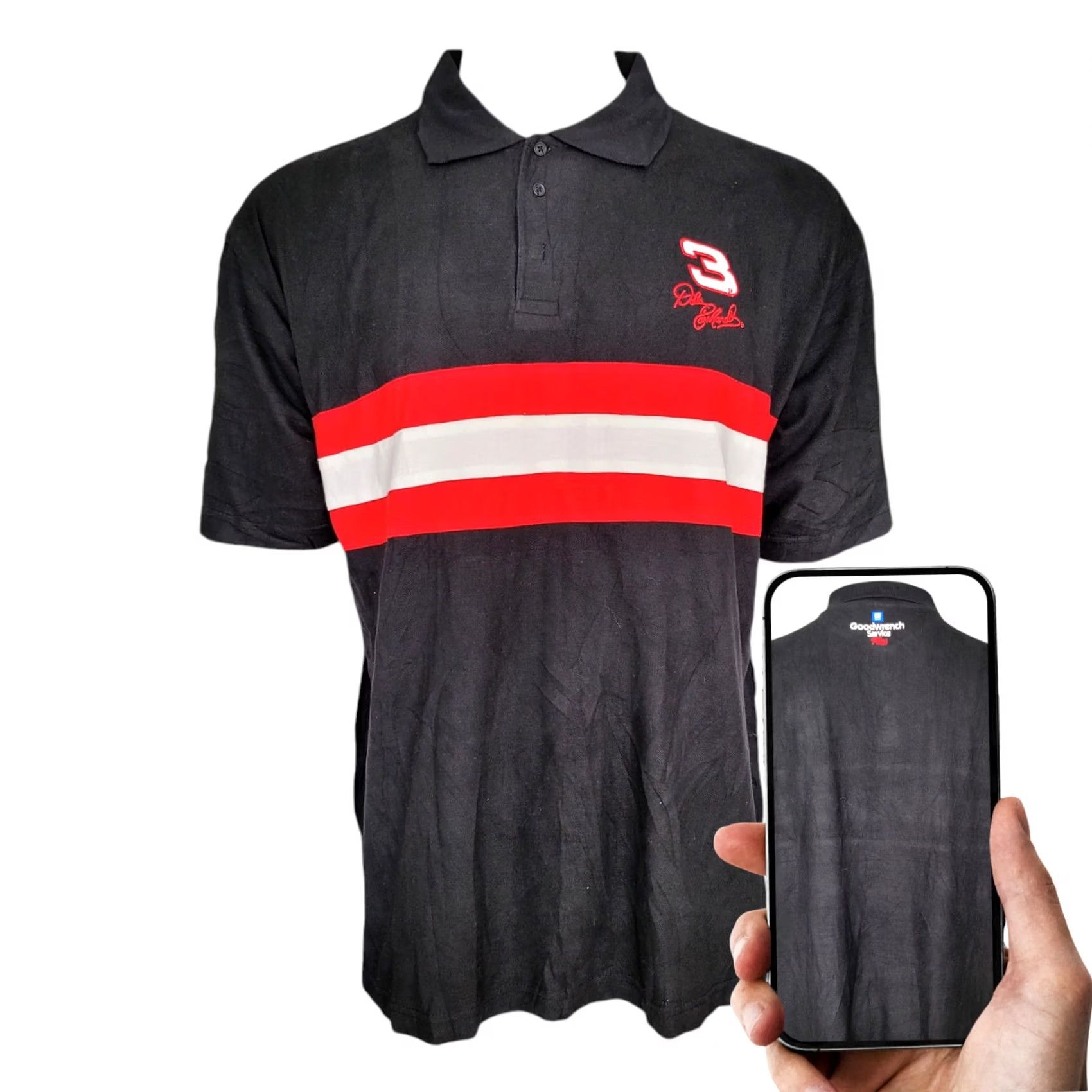 Vintage Vintage Winner's Circle Dale Earnhardt Racing Polo Shirt - XL Black with Red & White Stripes Polo Shirt Men XL Vintage NASCAR Shirt Size US XL / EU 56 / 4 - 2 Thumbnail