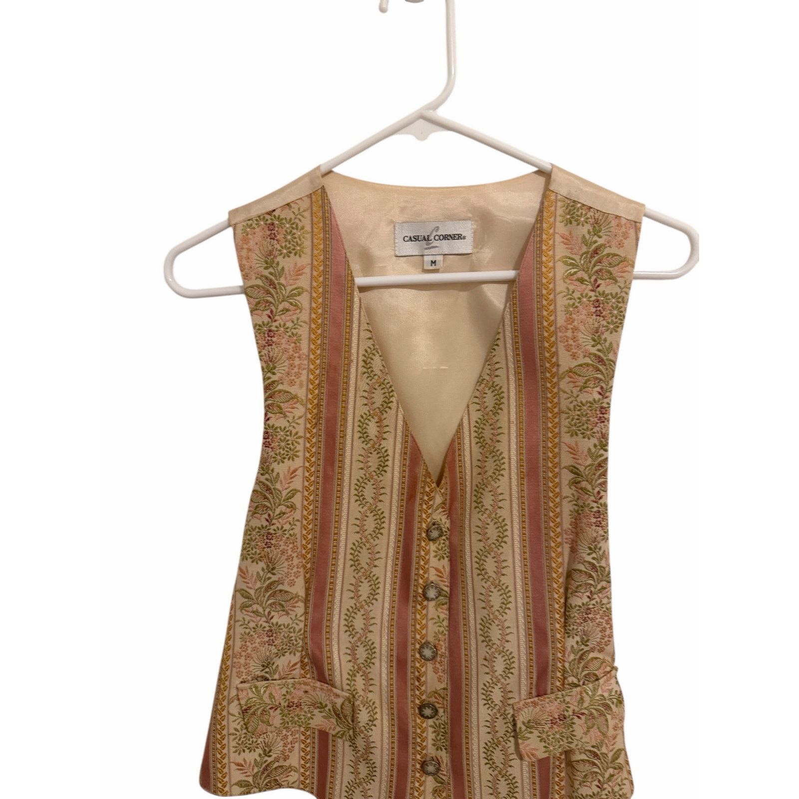 Other Casual Corner Ivory Pink V-Neck Tie Back Sleeveless Vest Size M / US 6-8 / IT 42-44 - 6 Thumbnail