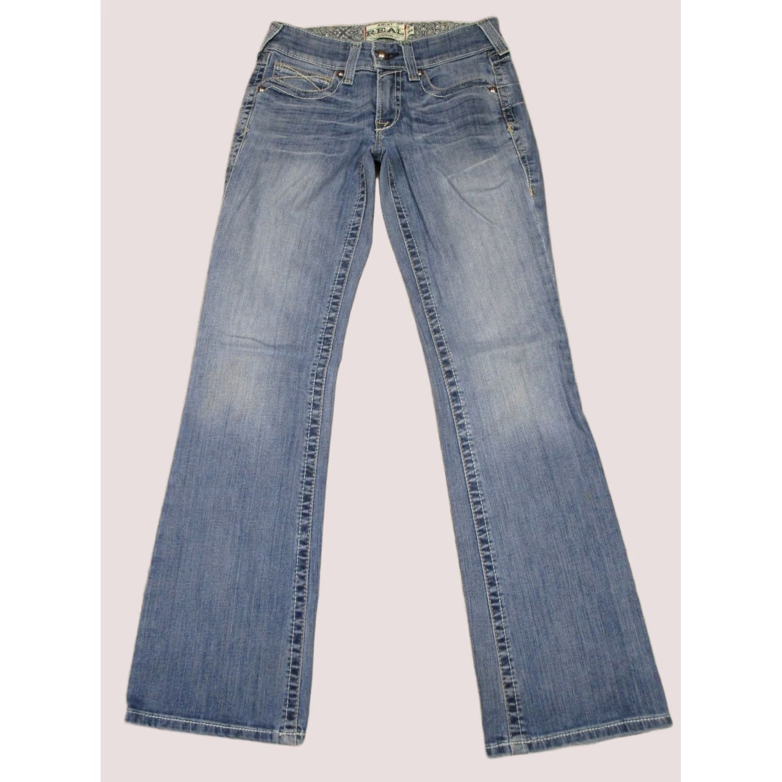 Ariat Ariat Jeans Women 26 Light Wash Blue Bootcut Western Denim 5-Pocket Regular Rise Low Rise 32in Inseam Logo Cowboy Southwestern Mens Womens Girls Boys Size 26" / US 2 / IT 38 - 1 Thumbnail