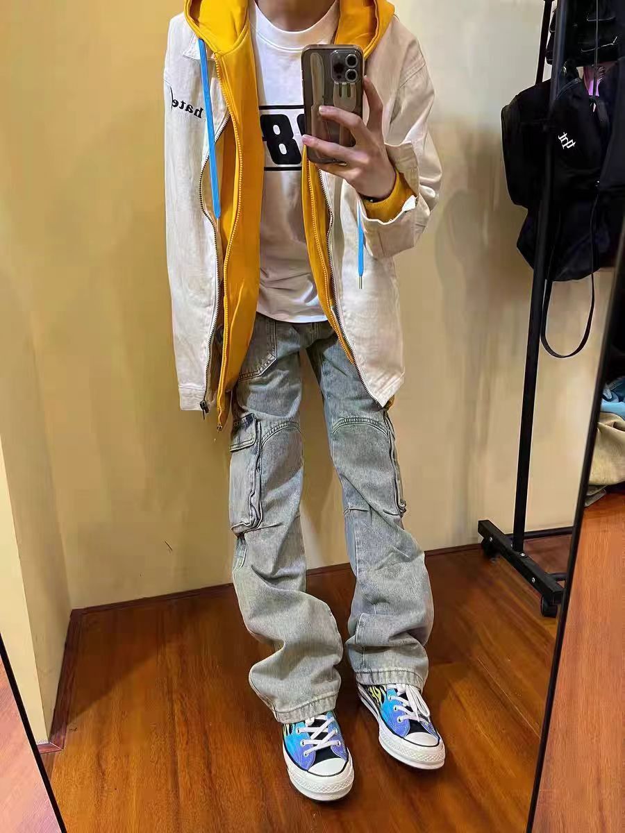 Japanese Brand × Jean Heavy wash wide-leg jeans with large pockets Size US 32 / EU 48 - 5 Thumbnail