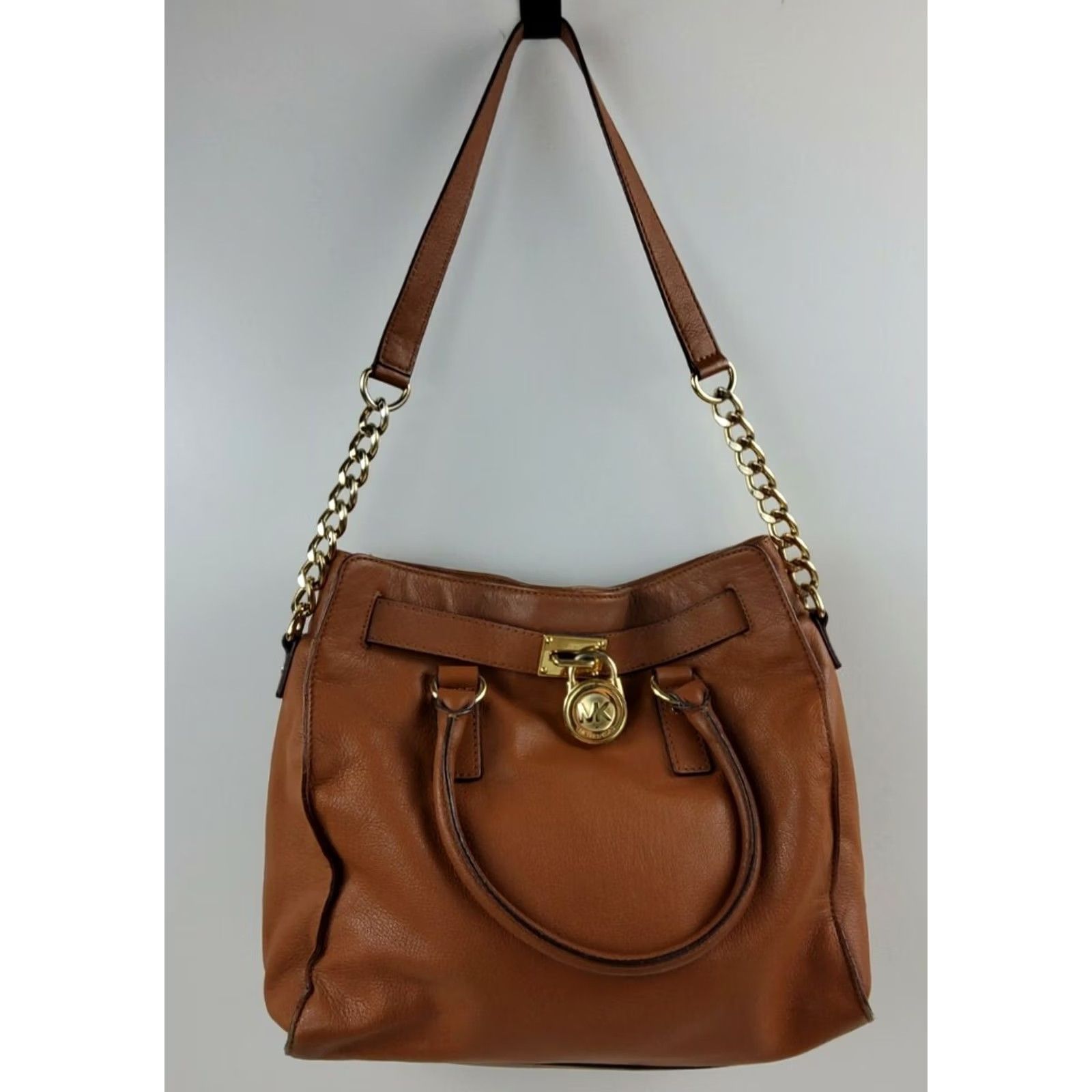 Michael Kors Michael Kors Hamilton Leather Large Satchel Shoulder Bag Gold Padlock Purse Womens Bag Size ONE SIZE - 2 Thumbnail