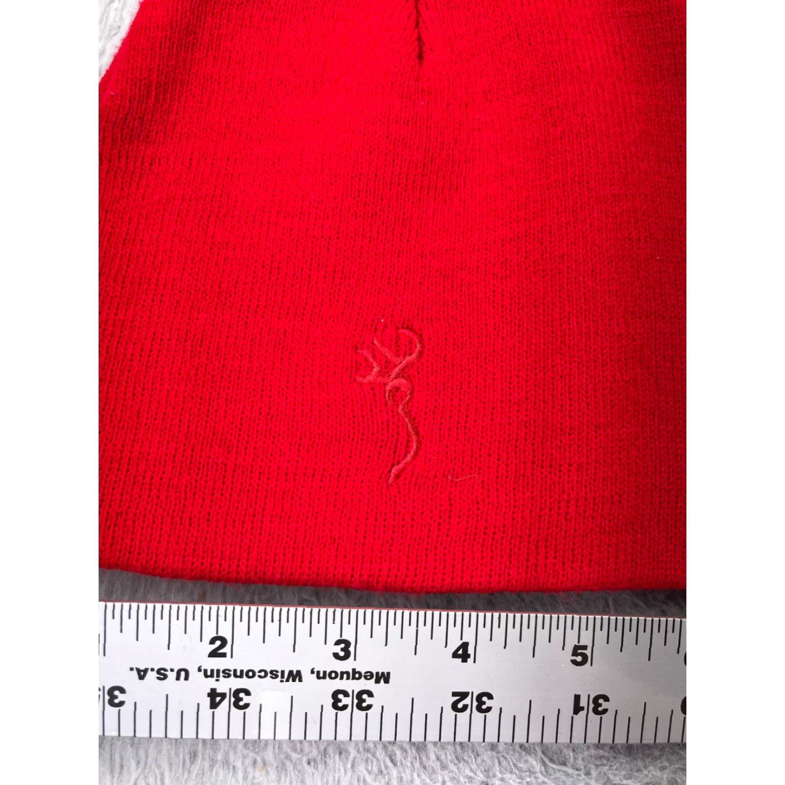 Vintage Browning Beanie Hat Adult One Size Red Knit Embroidered Buckmark Hunting Size ONE SIZE - 2 Thumbnail