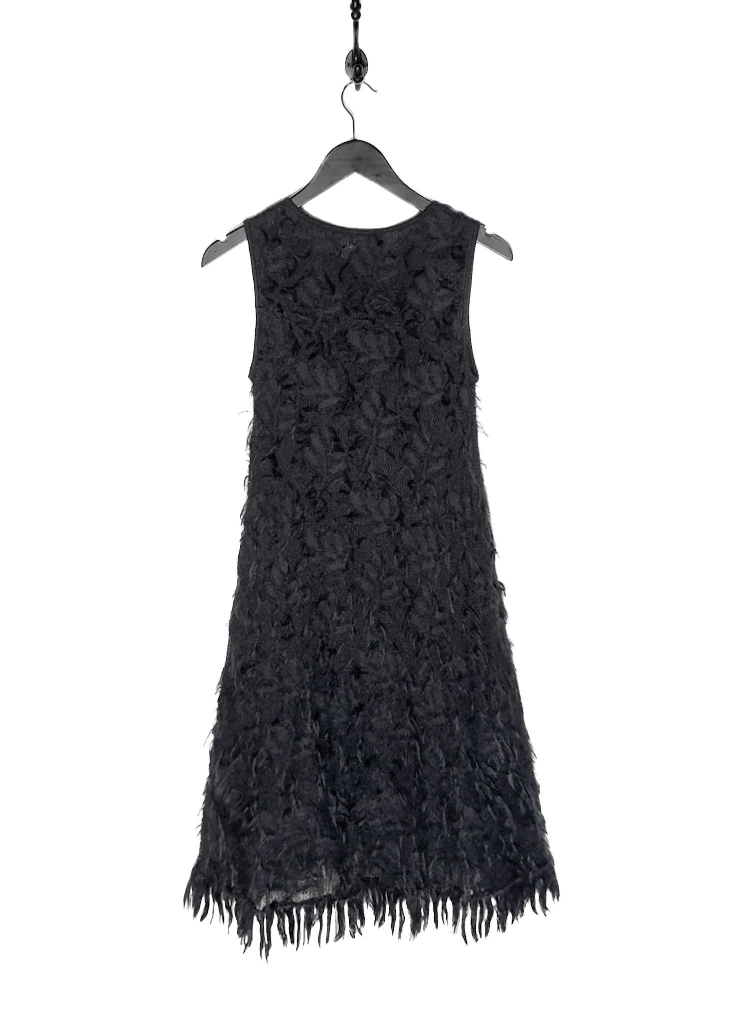 Chanel Chanel FW09 Black Mohair Blend Shift Dress w/ Fringed Shawl Size S / US 4 / IT 40 - 4 Thumbnail