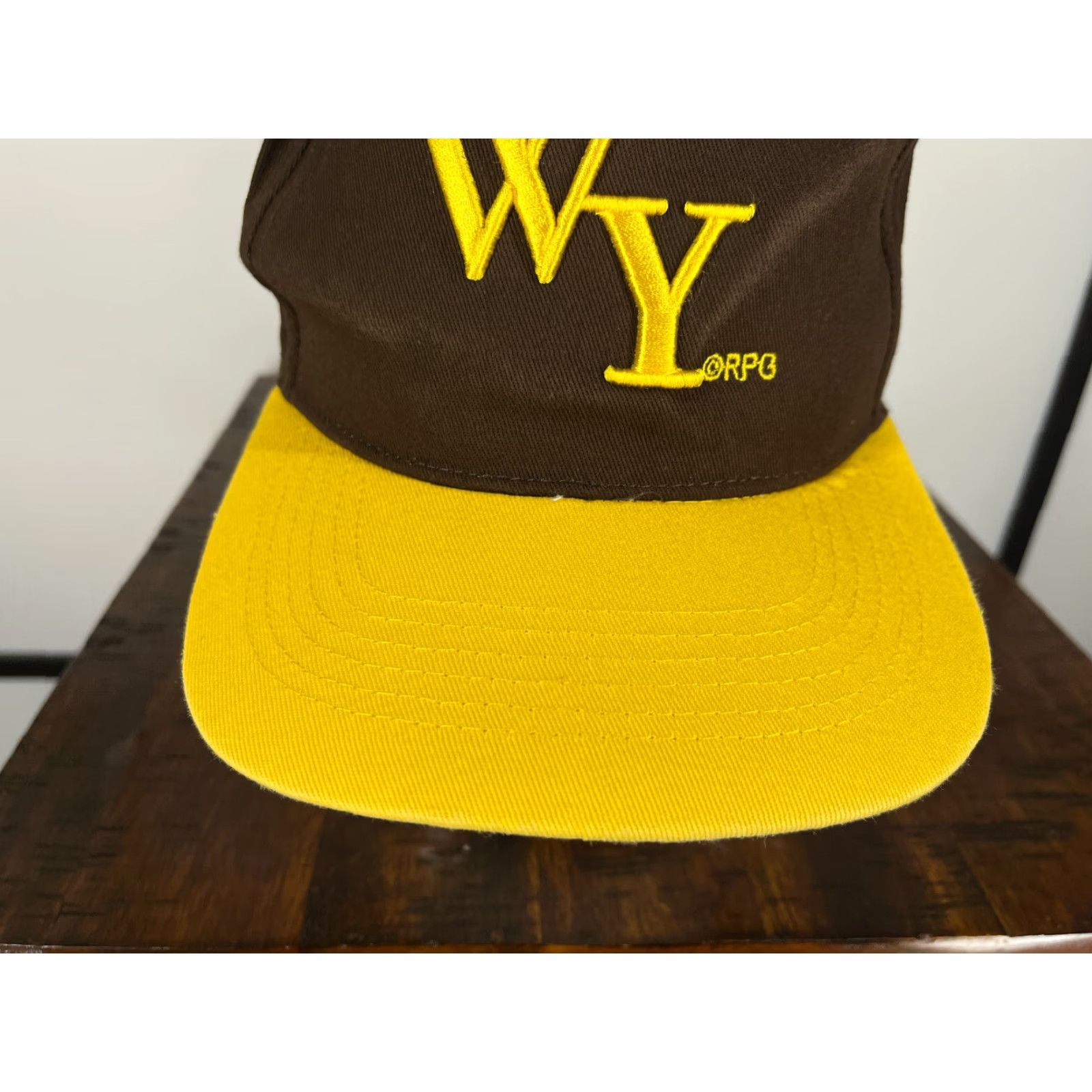 Vintage Wyoming Hat Cap Snap Back Adult One Size Brown Yellow RPG Souvenirs Cotton Blend Cap Mens State Hat Snapback Adjustable Twill Cotton Baseball Size ONE SIZE - 3 Thumbnail