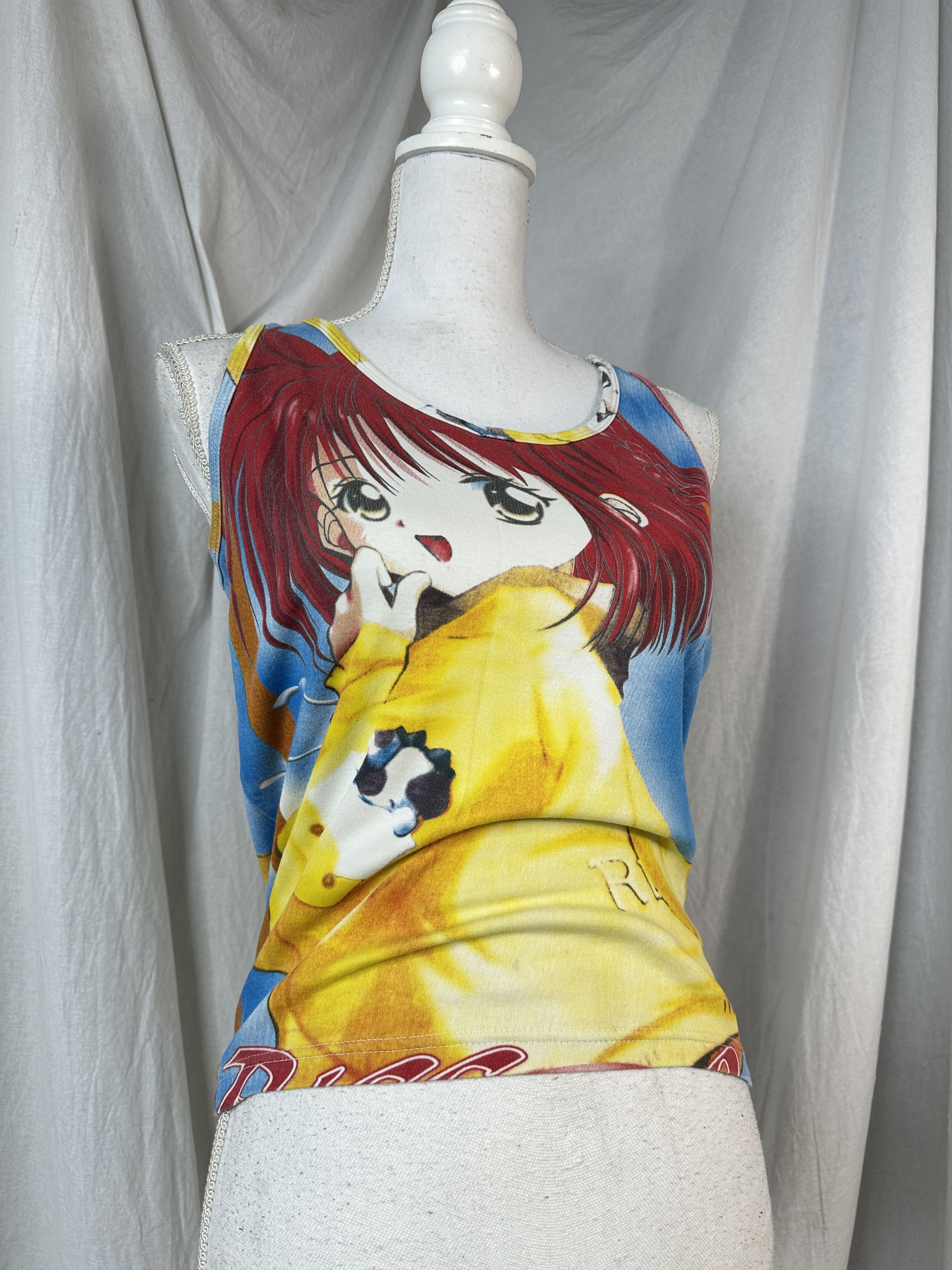 Vintage Vintage Avant Garde Y2K Designer Printed Anime Girl Tank Top Size XL / US 12-14 / IT 48-50 - 1 Thumbnail