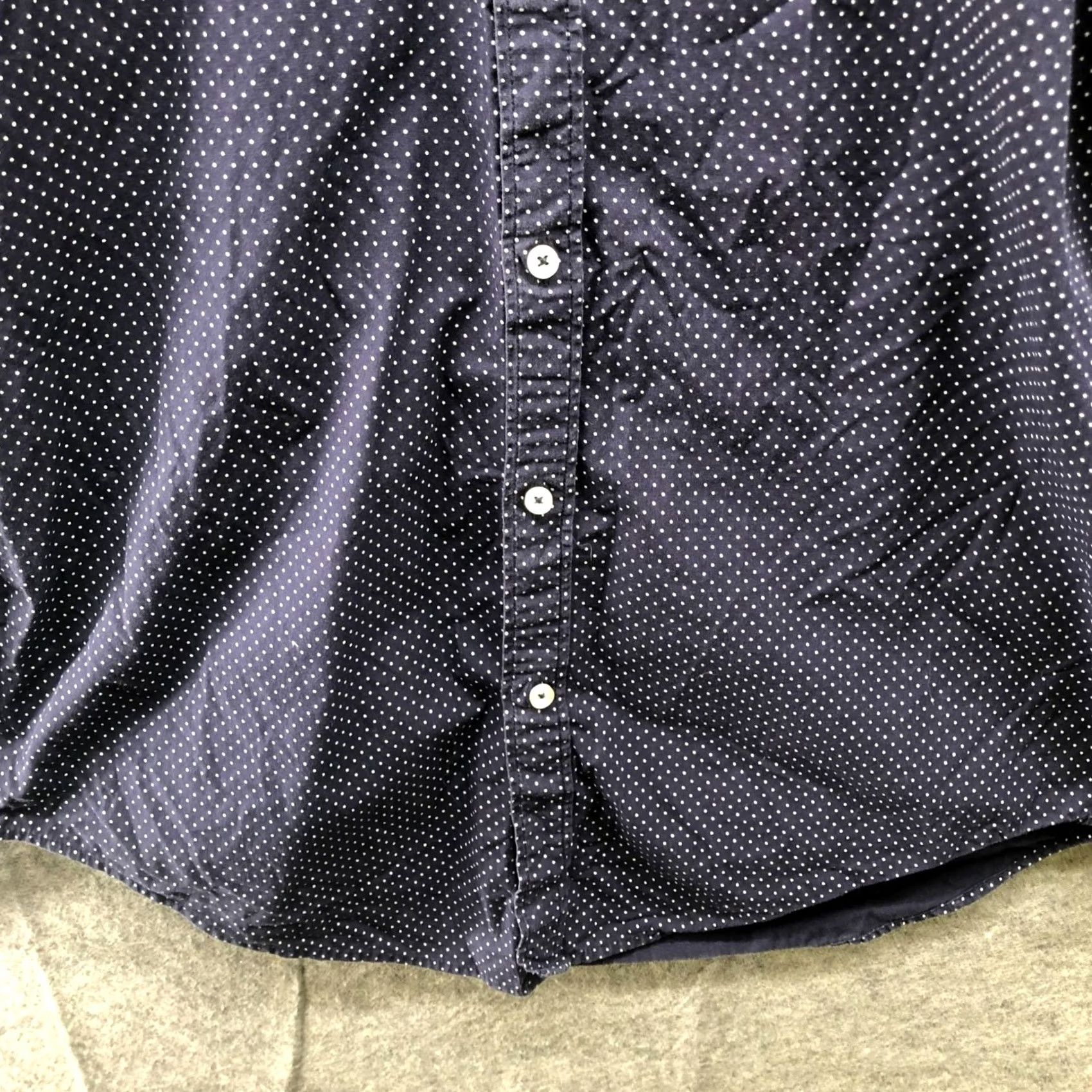 Zara Zara Slim Fit Dress Shirt Mens L Navy Blue White Polka Dot Long Sleeve Button Up Size 42R - 4 Thumbnail