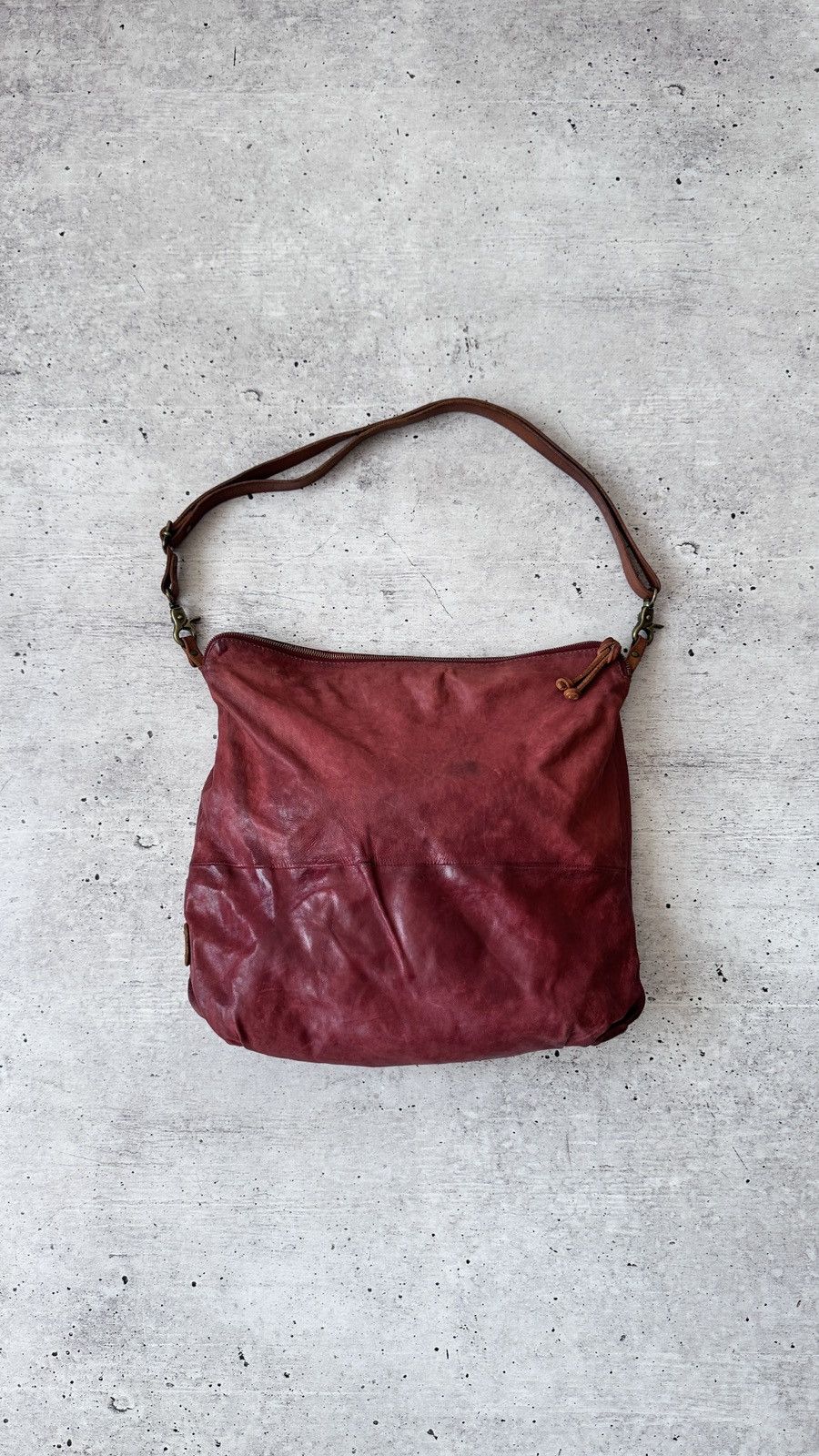 A.S.98 AS98 Leather Hobo Bag Foldover Large Slouchy Tote Oxblood Size ONE SIZE - 2 Thumbnail