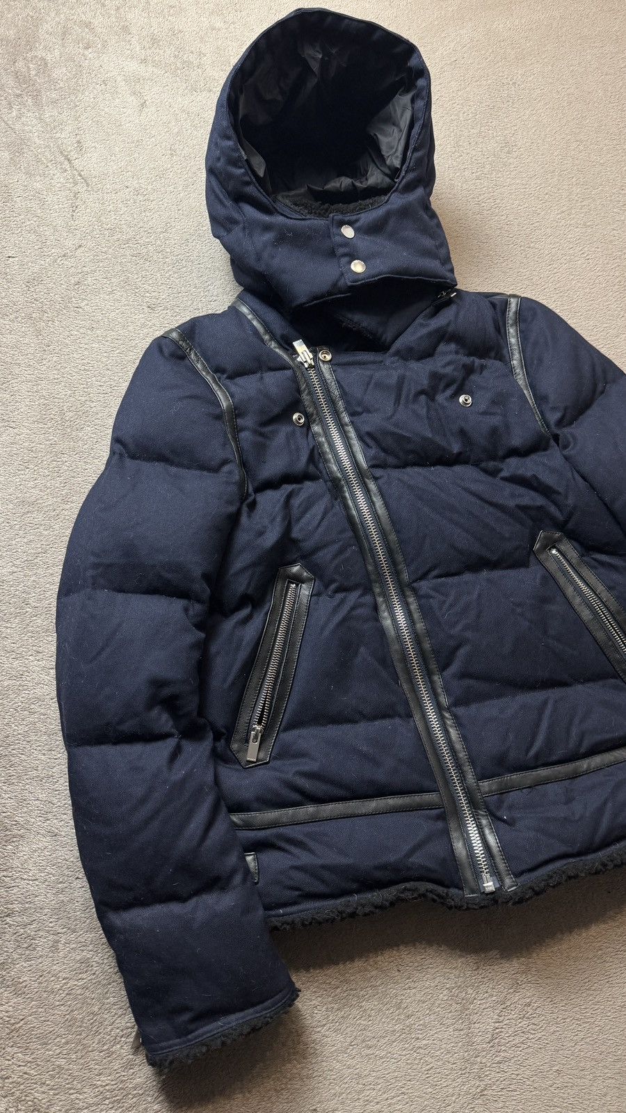 The Kooples Lambskin Asymmetric Biker Down Puffer Jacket helmut lang ysl Size US S / EU 44-46 / 1 - 3 Thumbnail