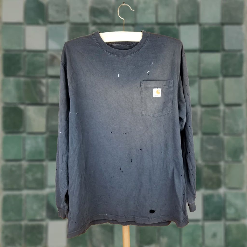 Carhartt VINTAGE Carhartt Long Sleeve T-Shirt Polo Shirt Size L Black with One Pocket Mens 29" Top to Bottom 21" Cross Shoulder 24" Chest 25" Dictionary Size US L / EU 52-54 / 3 - 1 Thumbnail