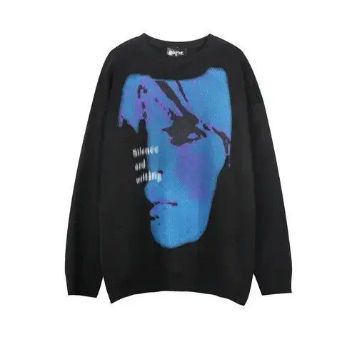 VIBE Women's Face Graphic Print Crewneck Size US M / EU 48-50 / 2 - 1 Thumbnail