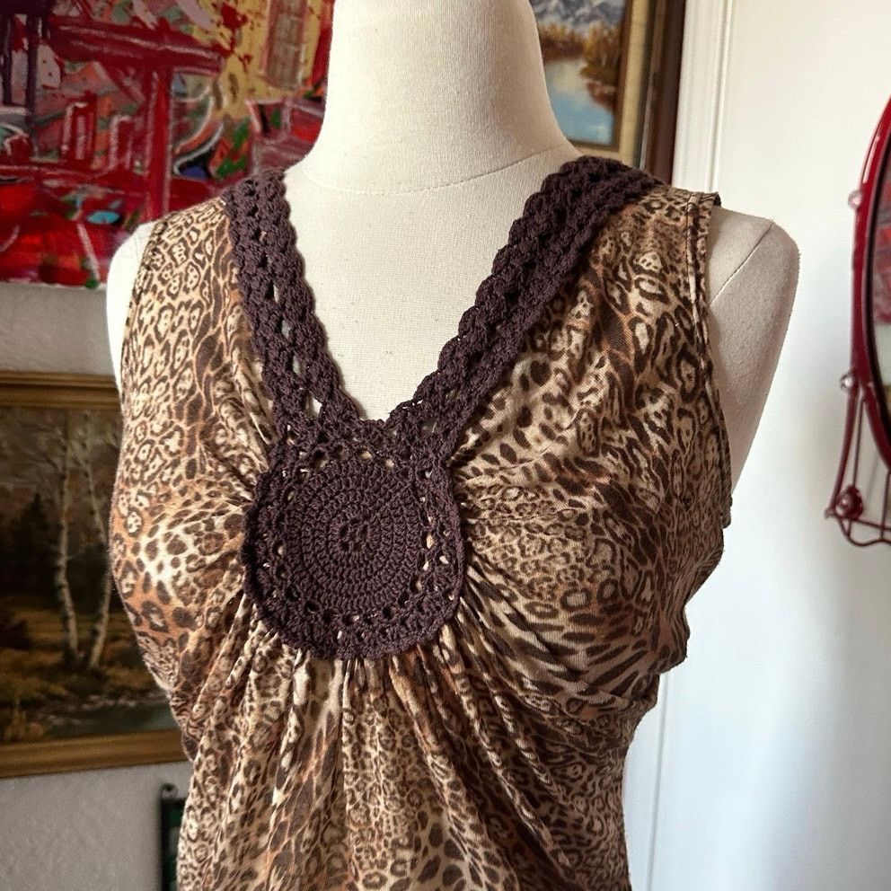 Other no brand cheetah print brown knit tank top Size M / US 6-8 / IT 42-44 - 2 Thumbnail