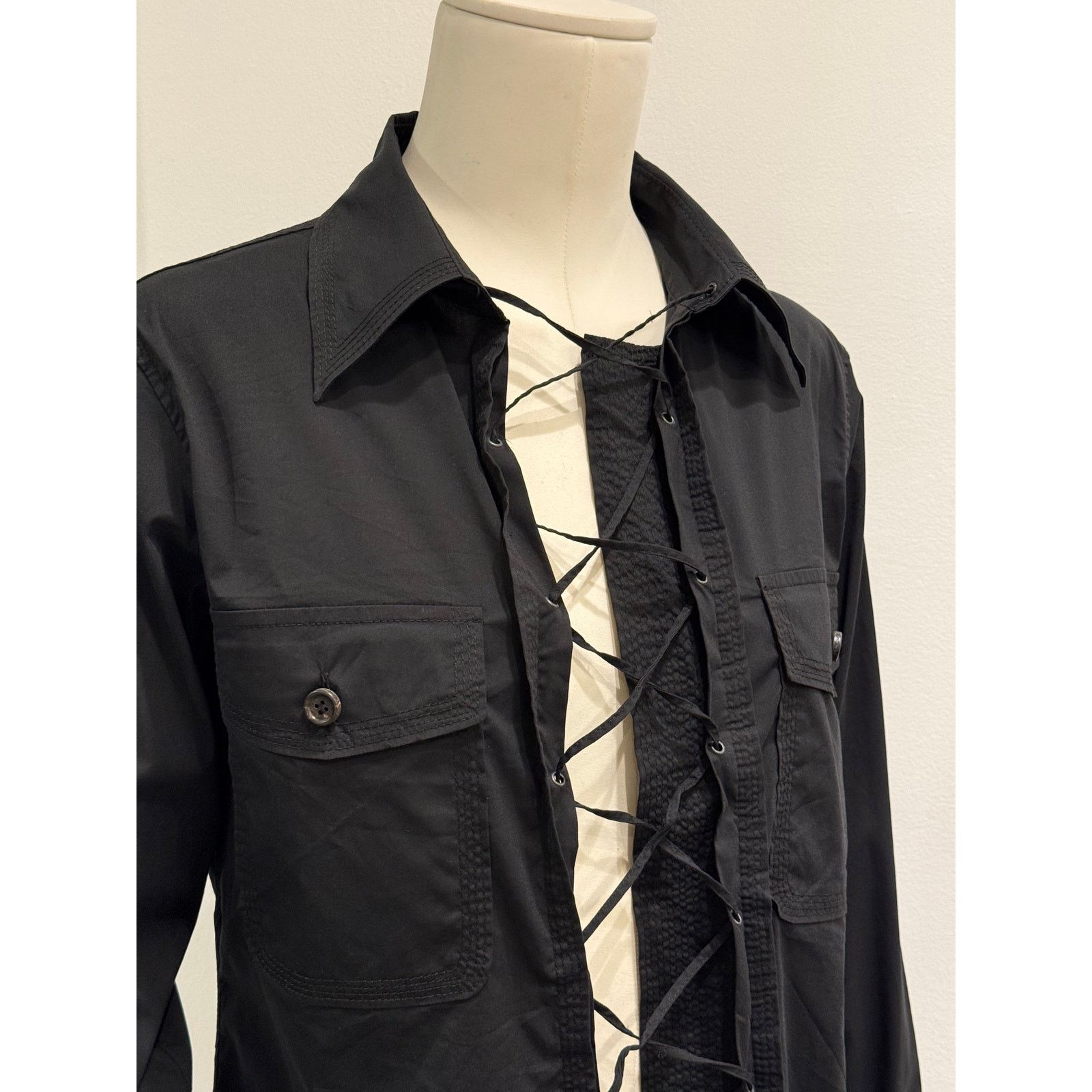 Yves Saint Laurent S/S2002 Yves Saint Laurent by Tom Ford safari lace-up shirt Size S / US 4 / IT 40 - 3 Thumbnail