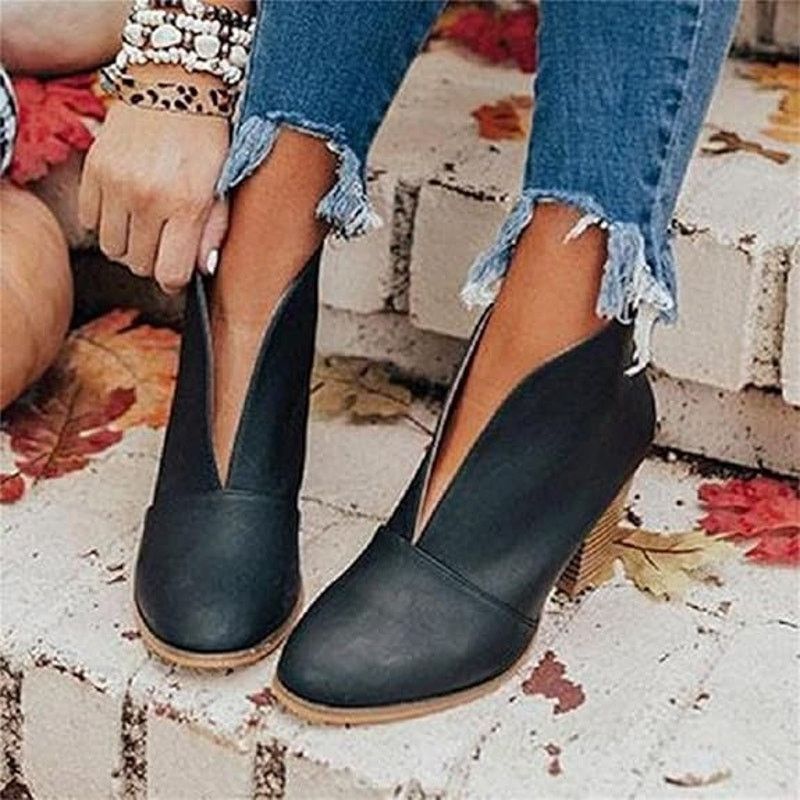 Other Women Heel Ankle BootsV Cut Fashion Slip on Bla Size US 6.5 / IT 36.5 - 1 Thumbnail