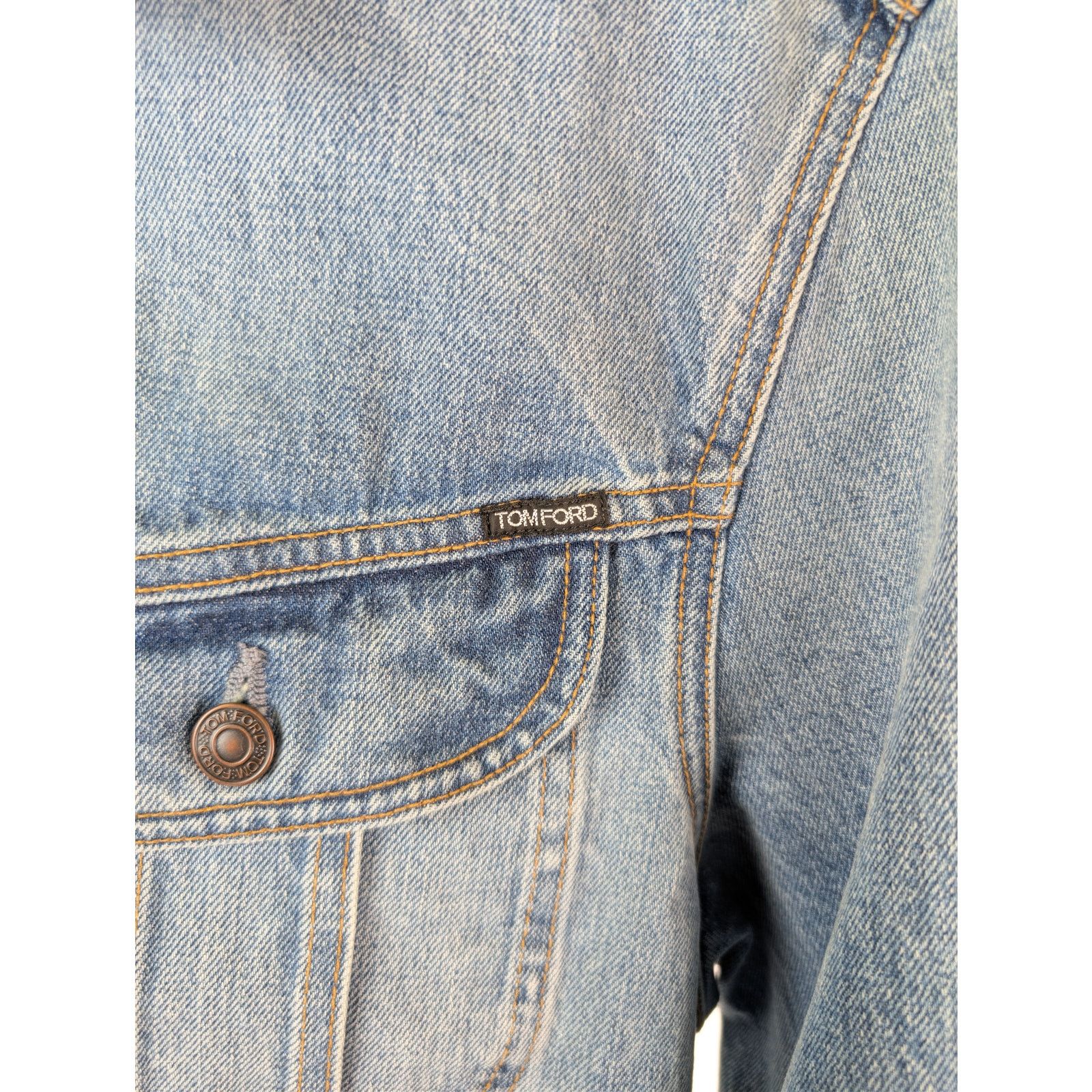 Tom Ford o1rshd1 Denim Jacket in Washed Blue S Size US S / EU 44-46 / 1 - 8 Thumbnail