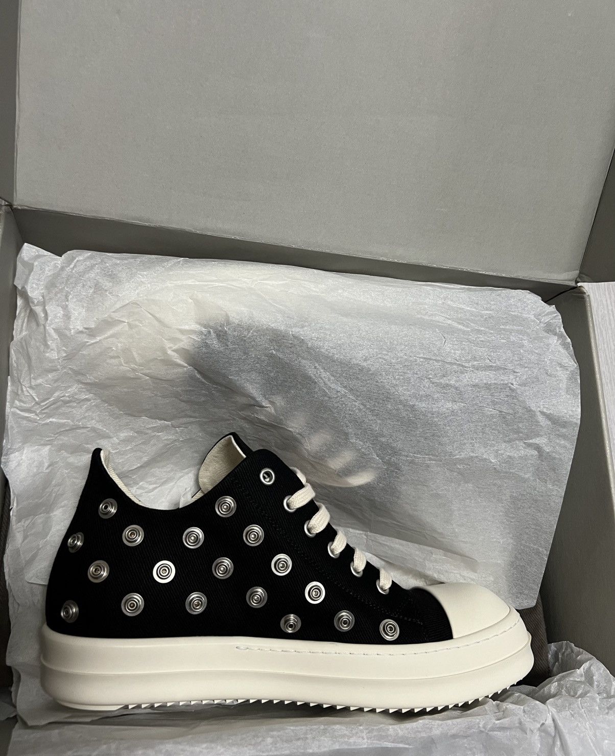 Rick Owens Rick Owens Drkshdw - SS23 EDFU Eyelet Black Milk Ramones Low Size US 7 / EU 40 - 11 Thumbnail