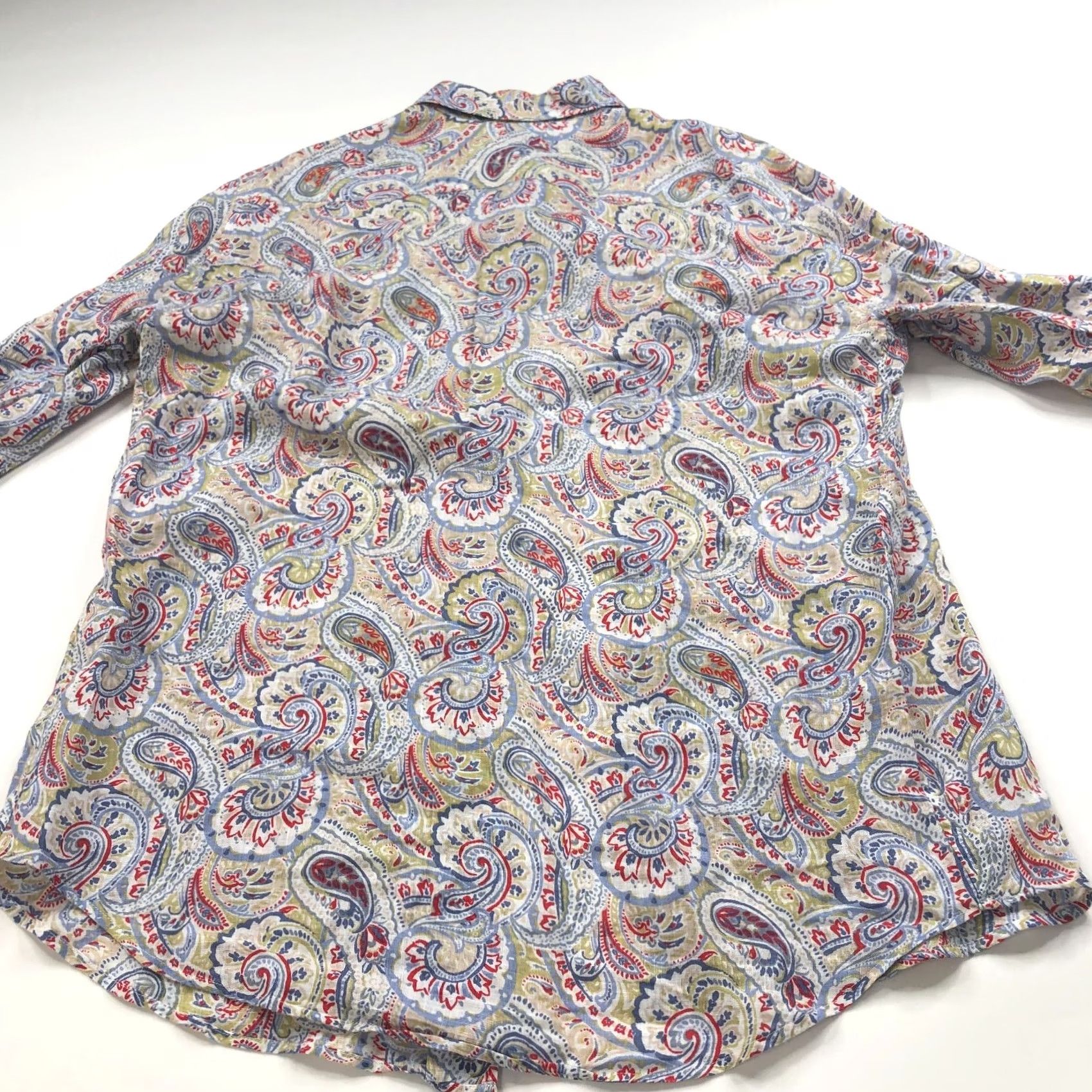 Vintage Robert Friedman 16/33 MED 100% Linen Italy Paisley Mens Button LS Shirt Blue Size US M / EU 48-50 / 2 - 7 Thumbnail