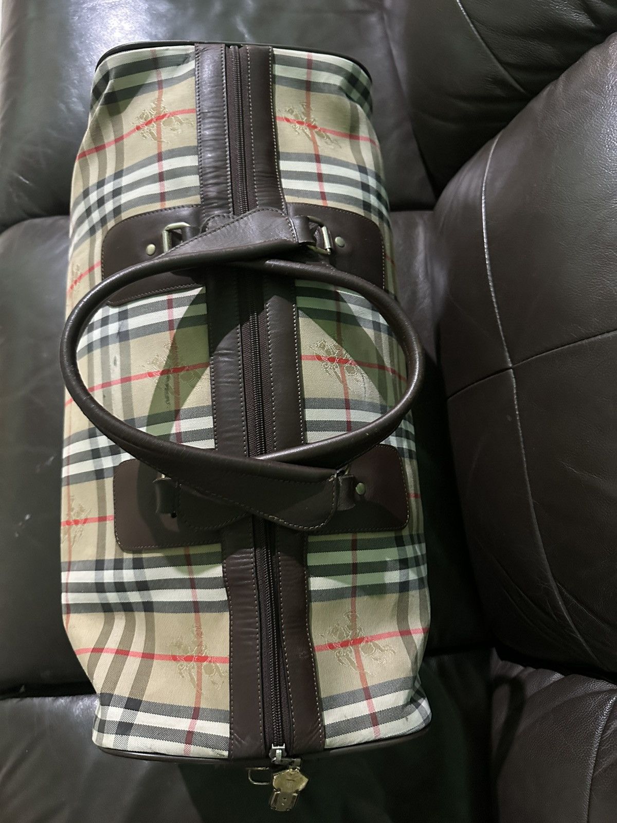 Burberry × Designer × Vintage Vintage 90s burberrys beige nova check travel bag Size ONE SIZE - 4 Thumbnail