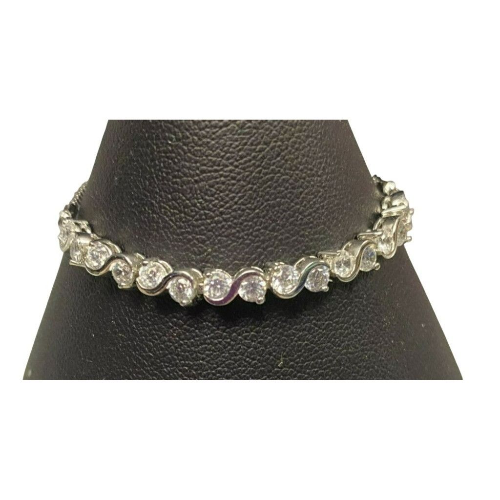 Other Vintage Silver-Tone Adjustable Rhinestone Tennis Bracelet Wi Size ONE SIZE - 1 Thumbnail