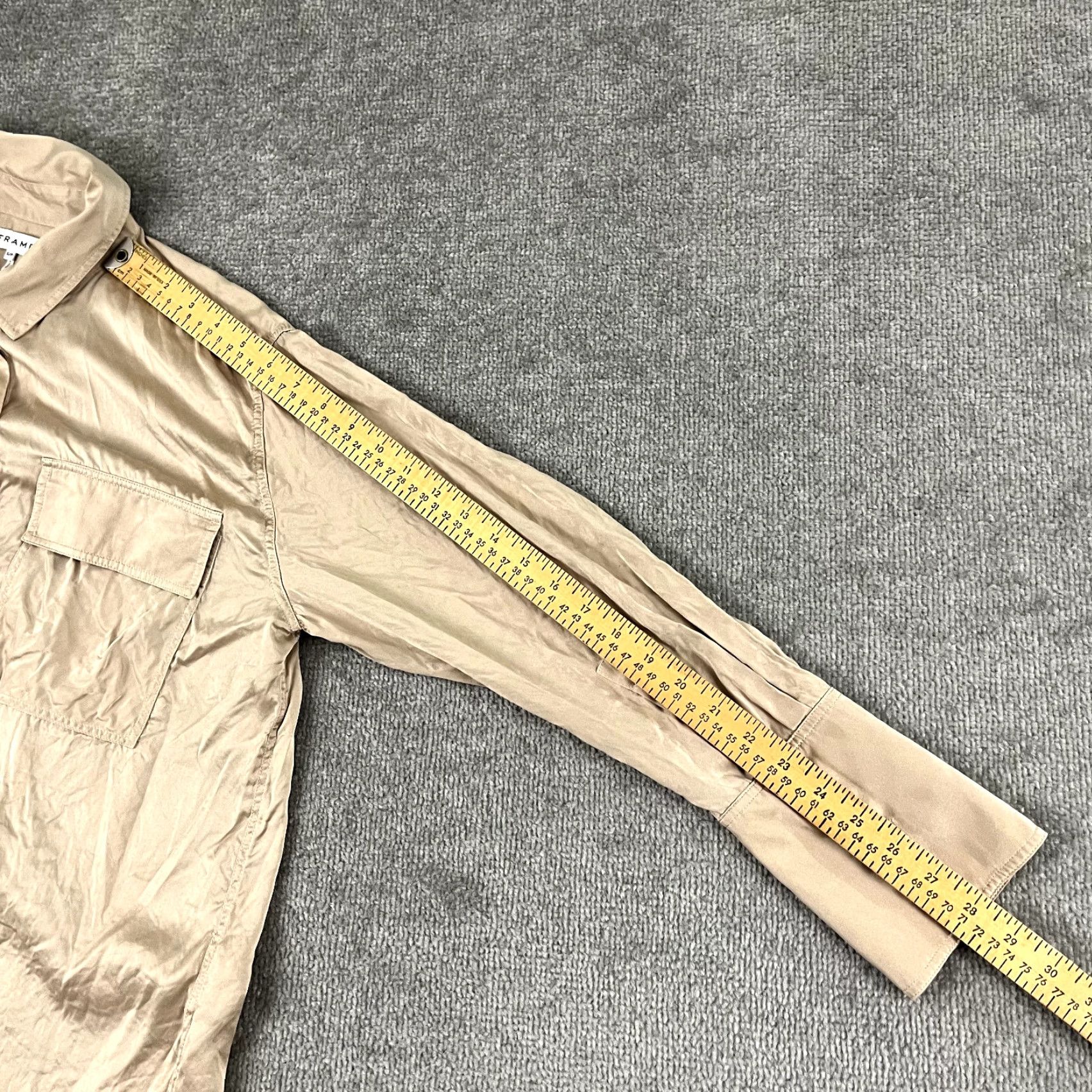 Frame VINTAGE FRAME Shirt Womens Small 100% Silk Button-Up Brown Regular L/S Pockets 90s? Size S / US 4 / IT 40 - 7 Thumbnail