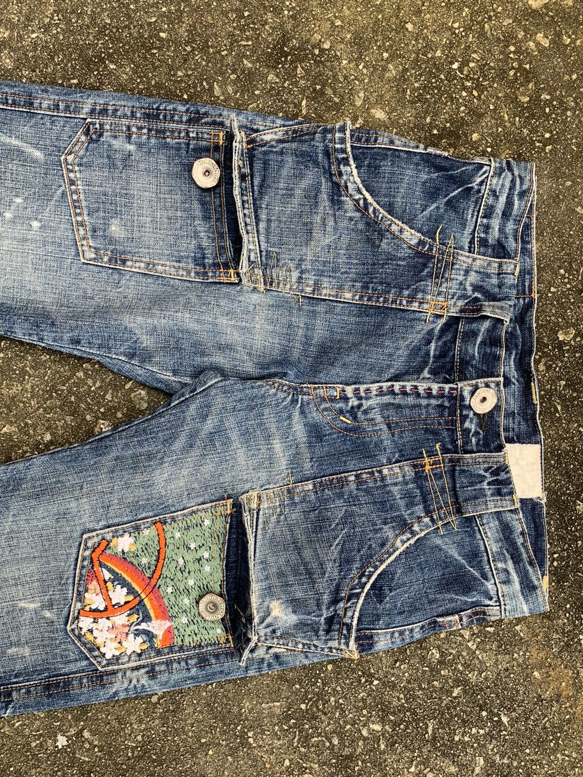 If Six Was Nine × Japanese Brand Distressed Antgauge Platinum Embroidered Pocket Denim Pants Size US 30 / EU 46 - 19 Thumbnail