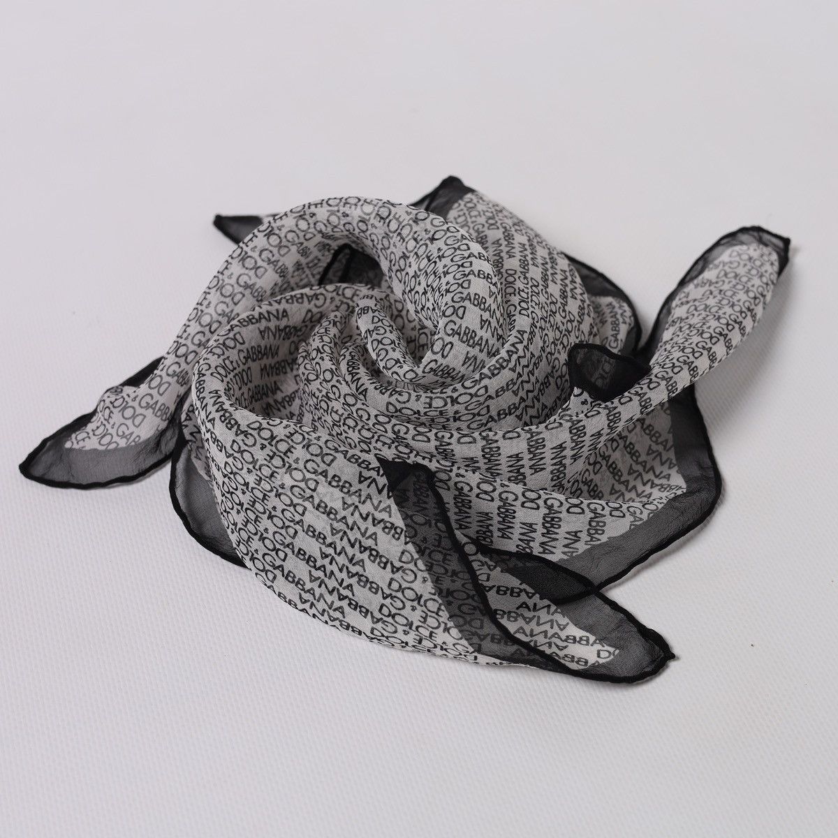 Dolce & Gabbana Dolce Gabbana Silk Small Scarf Bag Hair Grey Monogram Logo Size ONE SIZE - 2 Thumbnail