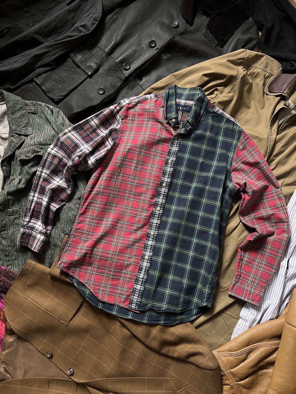 Ralph Lauren Vintage Ralph Lauren Patchwork Cotton Flannel ButtonUp Shirt Size US M / EU 48-50 / 2 - 1 Thumbnail