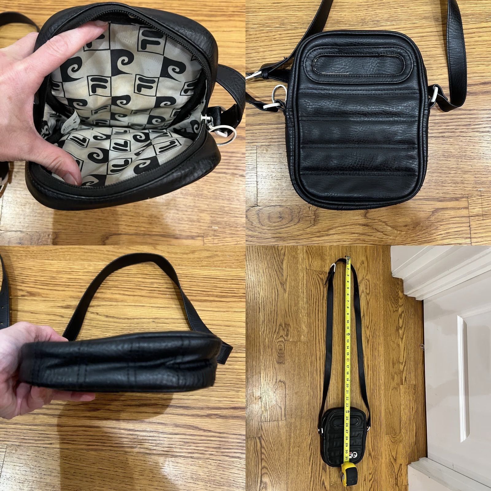 Fila FILAR Pierre Cardin Shoulder Bag 90s Black Leather Small Zip Closure Women's Retro Size ONE SIZE - 8 Thumbnail