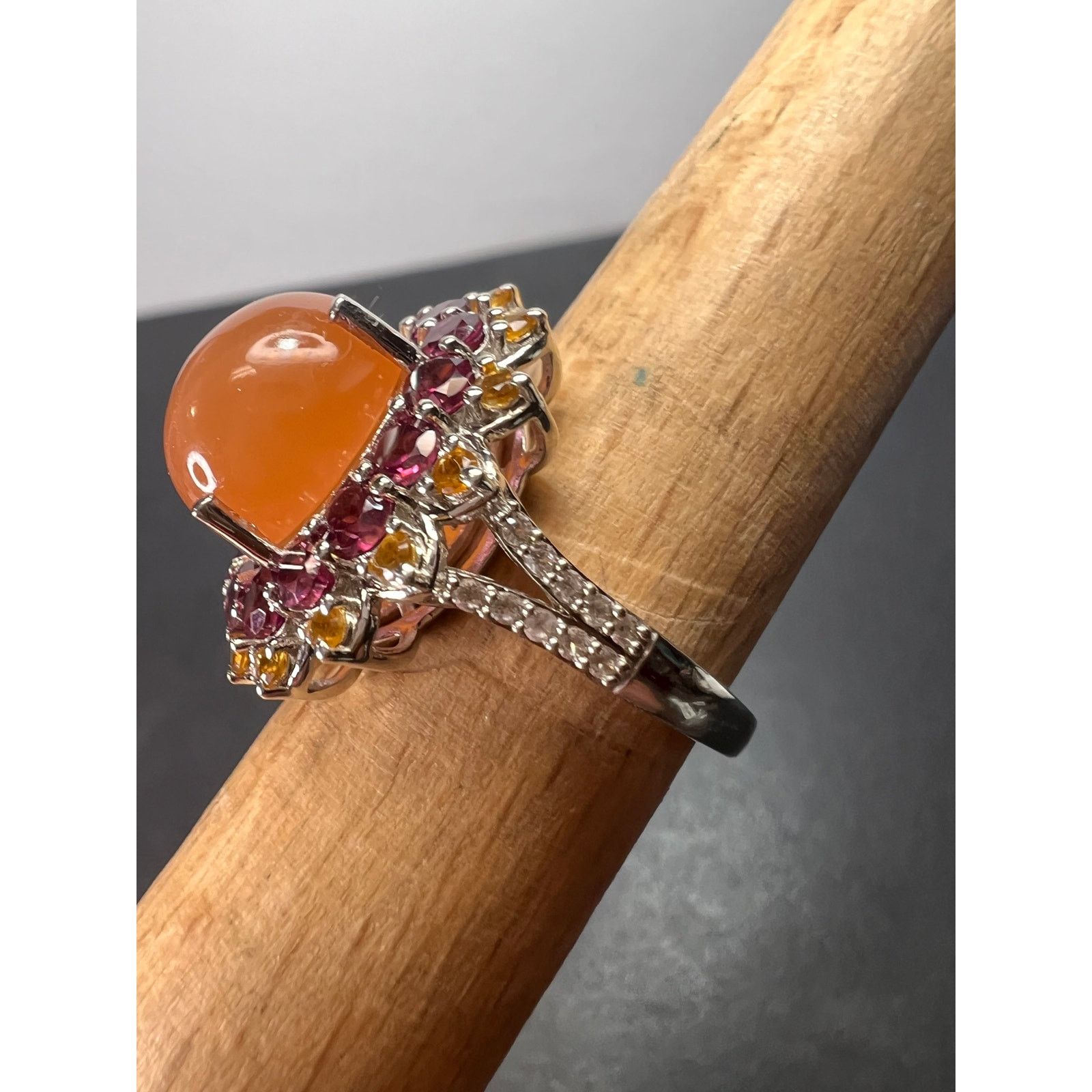 Other Peach moonstone rhodolite ring in sterling silver size 7 Size ONE SIZE - 5 Thumbnail