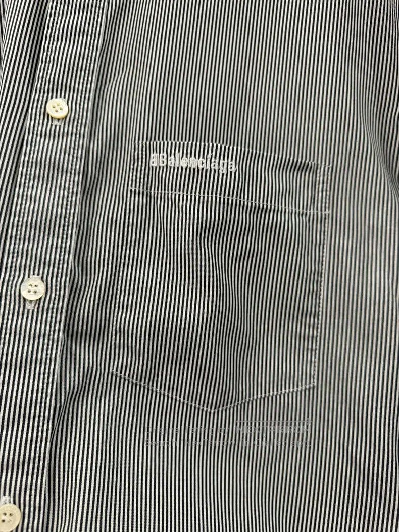 Balenciaga Balenciaga Grey Stripe Letter Logo Women's Shirt Size XS / US 0-2 / IT 36-38 - 4 Thumbnail