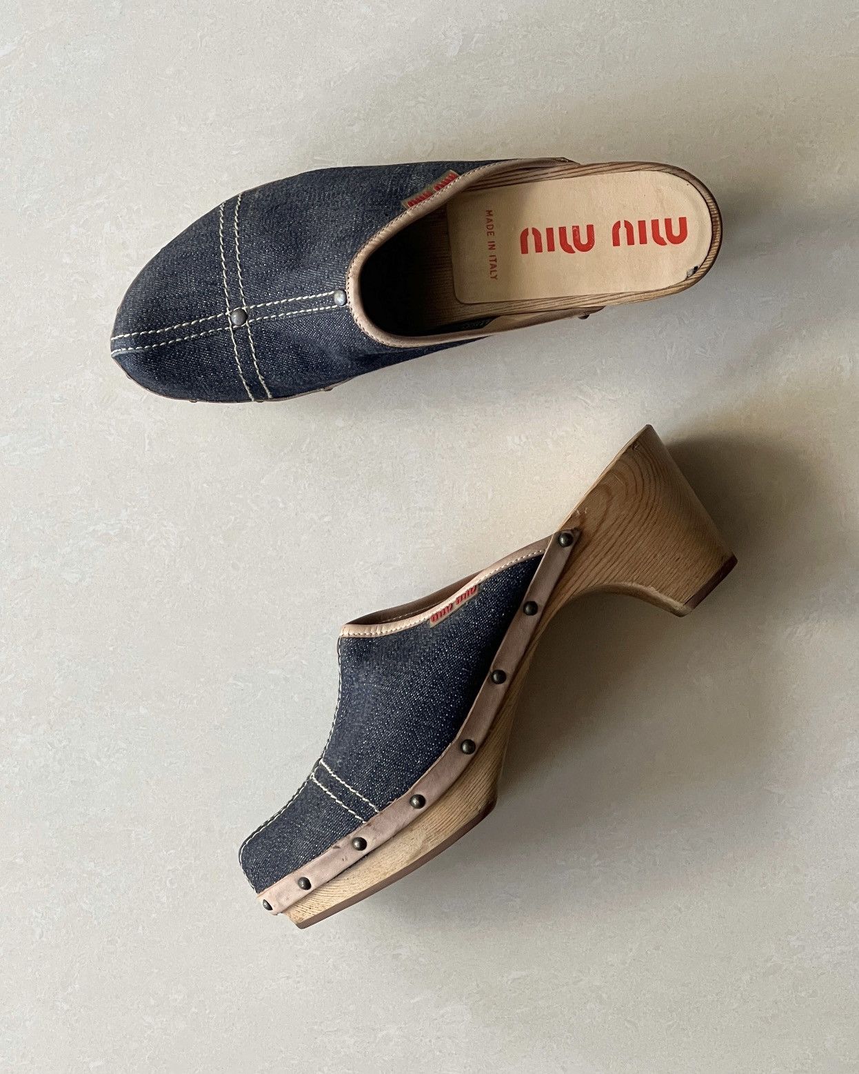 Miu Miu 1990s Miu Miu denim clogs Size US 8 / IT 38 - 3 Thumbnail