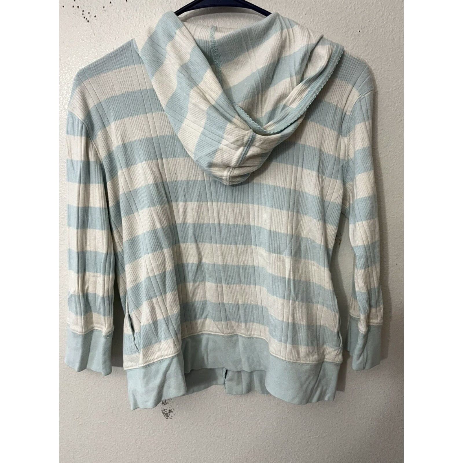 Dockers Dockers Cardigan One Long Sleeve Blue & White Striped Button Down Hoodie Medium Women Size M / US 6-8 / IT 42-44 - 2 Thumbnail
