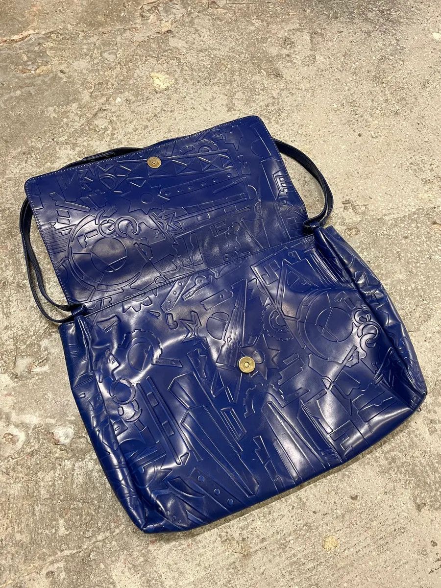 Prada × Vintage Prada Pictogram Blue Leather Handle Bag Size ONE SIZE - 9 Thumbnail