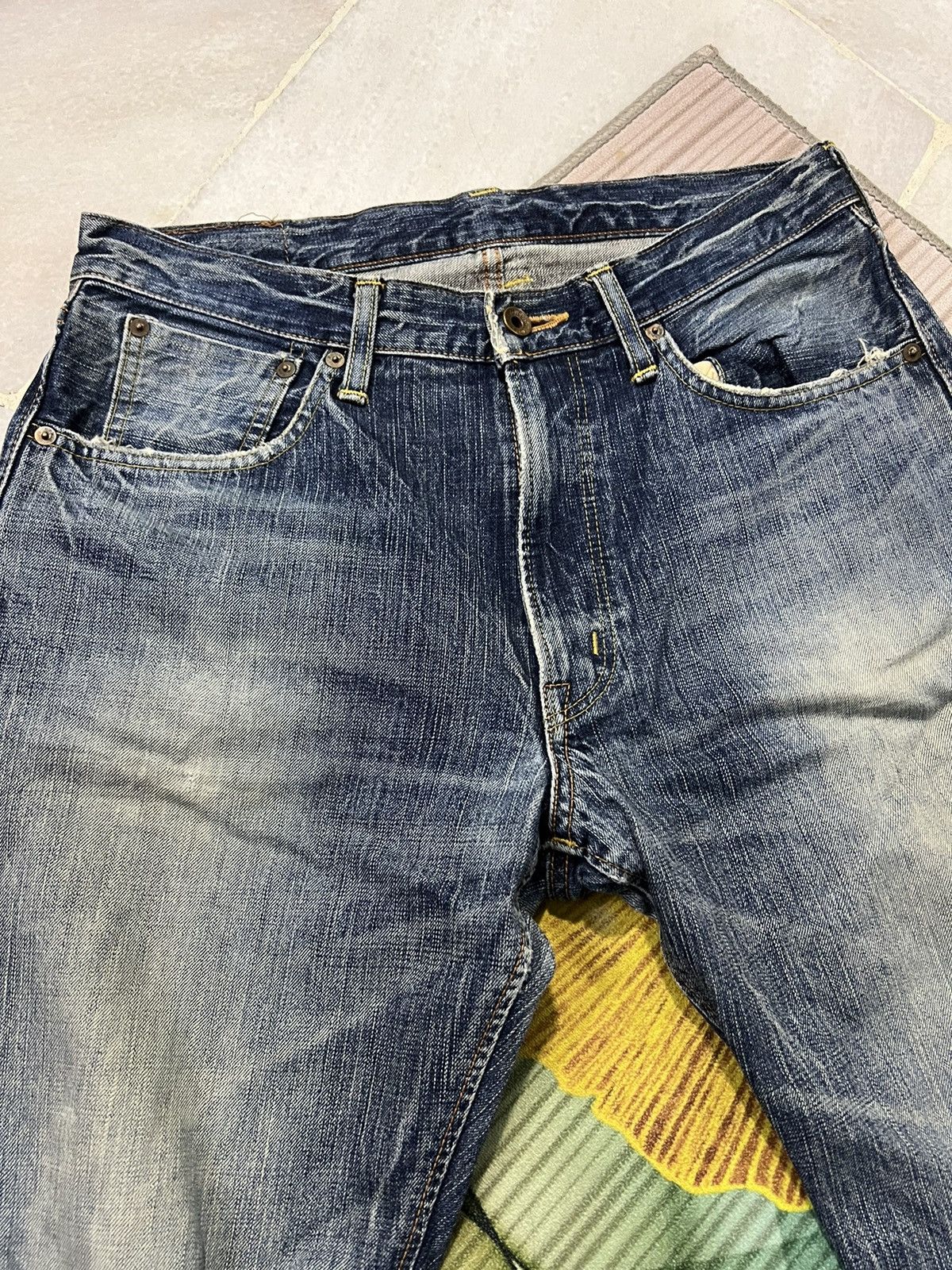 Edwin × Japanese Brand VINTAGE EDWIN 505zx SELVEDGE DISTRESSED DENIM Size US 33 - 4 Thumbnail