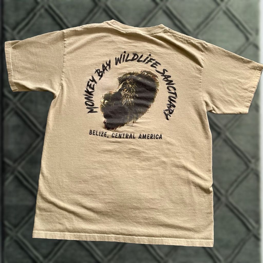 Vintage VINTAGE Yazbek Belize T-Shirt Medium Monkey Bay Beige Nature Wildlife Graphic Tee Mens Size US M / EU 48-50 / 2 - 1 Thumbnail