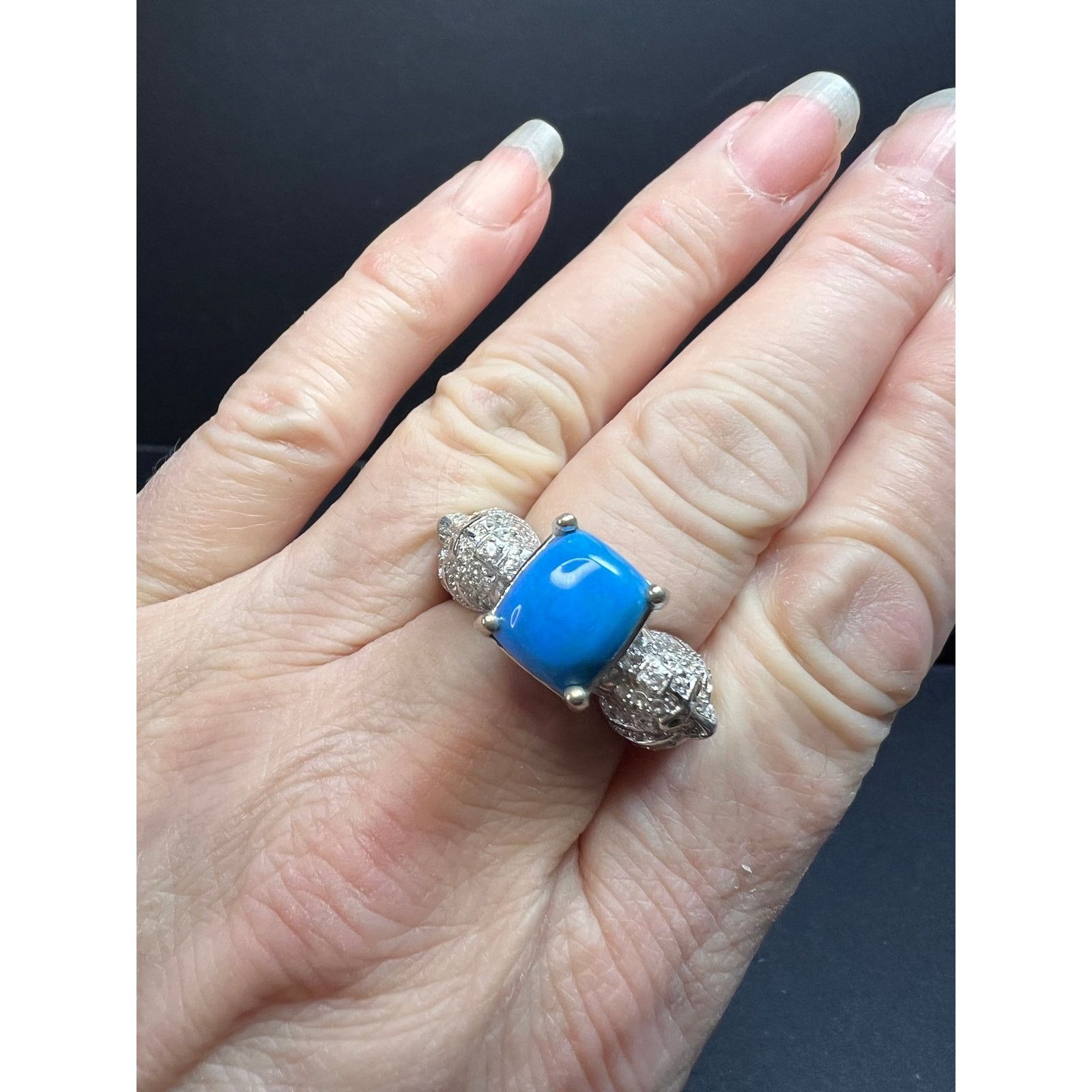 Other NEW Ceruleite and zircon seahorse ring in 925 silver size 8 Size ONE SIZE - 3 Thumbnail