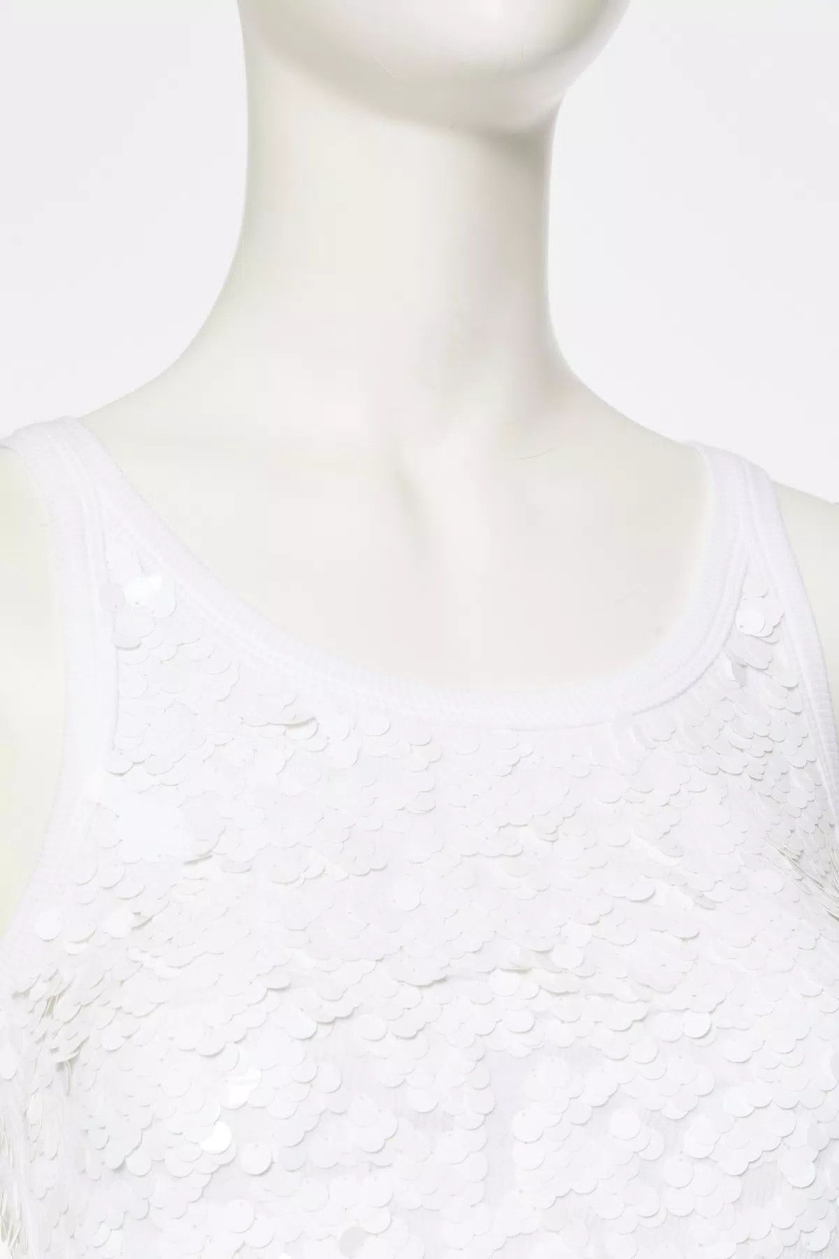 Valentino o1s1wg110625 Embroidered Stretch Cotton Tank Top in White Size L / US 10 / IT 46 - 4 Thumbnail