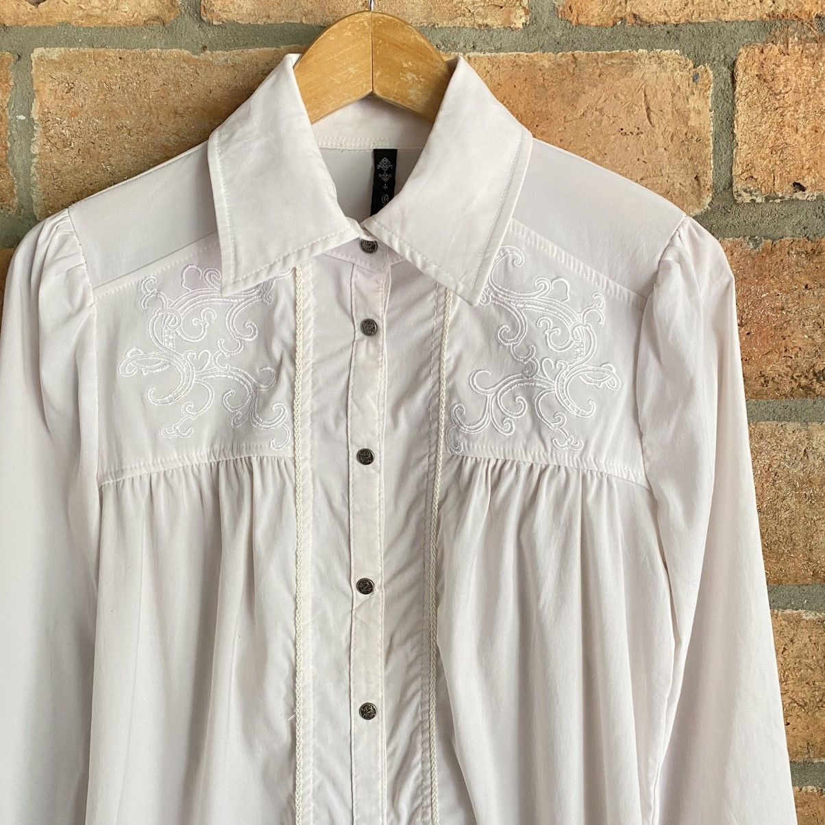 Japanese Brand Ozz Croce Y2K Punk White Embroidered Long Dress Shirt Size M / US 6-8 / IT 42-44 - 17 Thumbnail