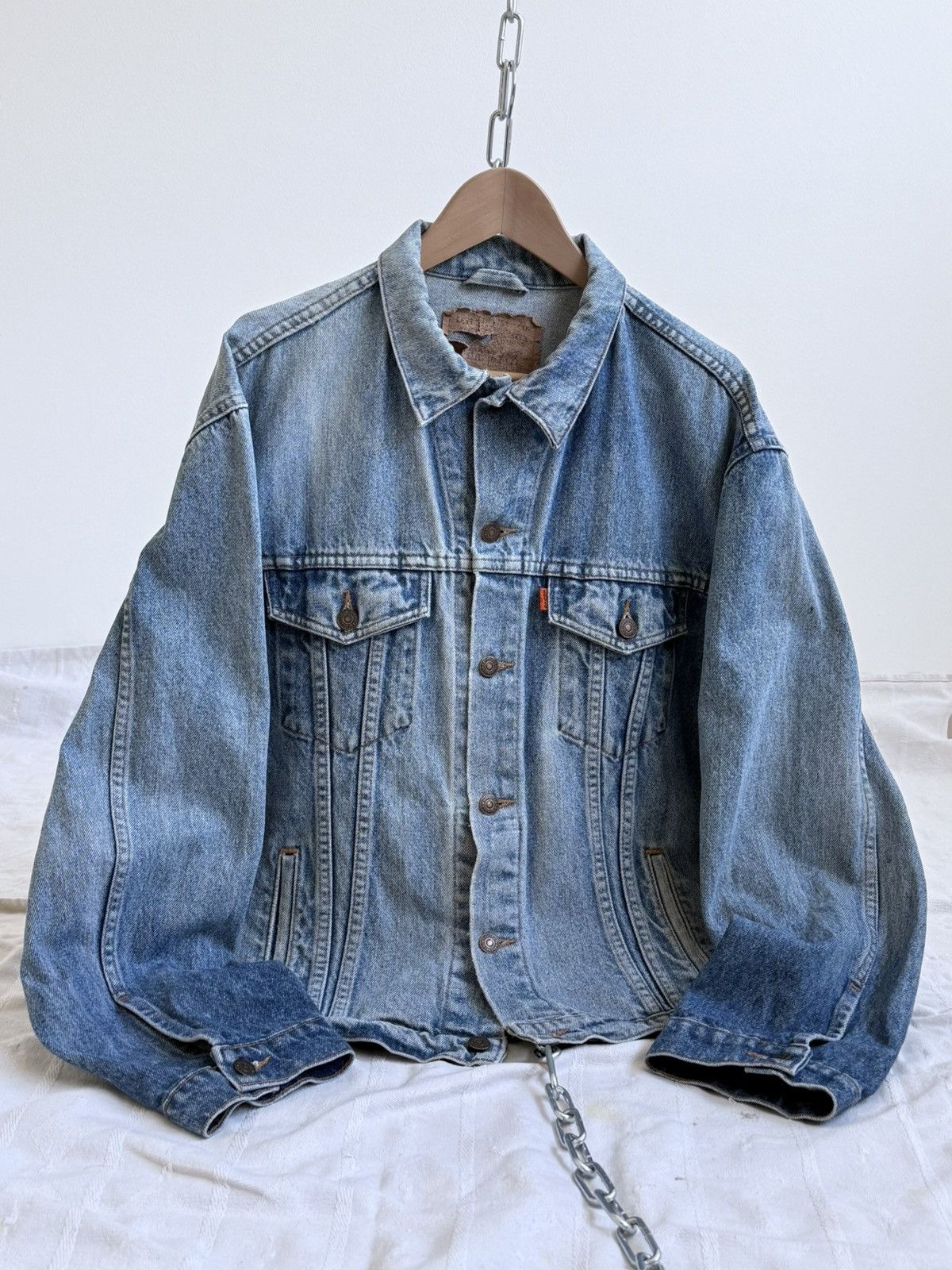 Levi's Vintage 80s Levi’s Orange Tab Washed Denim Jacket Size US L / EU 52-54 / 3 - 1 Thumbnail