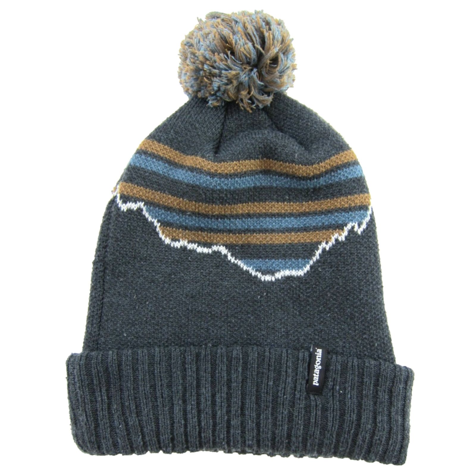 Patagonia Patagonia Beanie Cap Hat One Size Unisex Adults Knit Polyester Grey Brown Blue Mountain Pom Size ONE SIZE - 2 Thumbnail