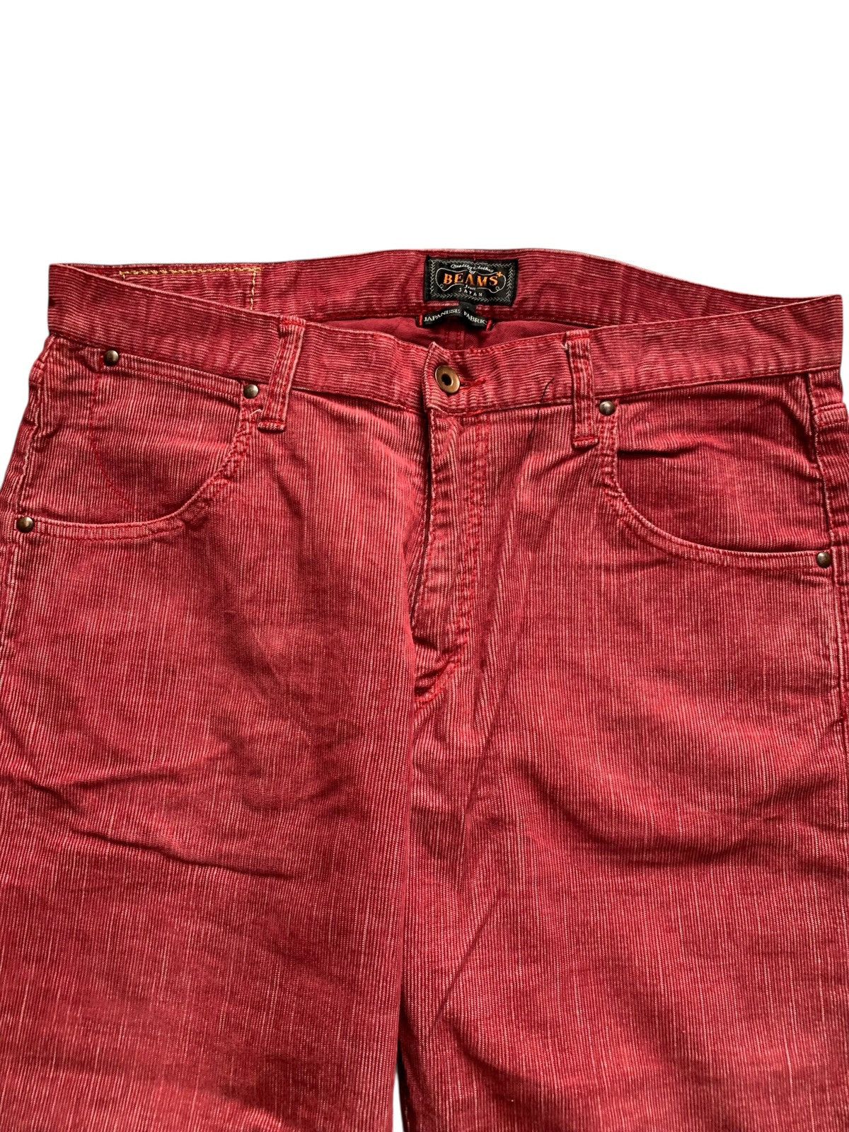 Japanese Brand Red Corduroy Beams Jorts 1/4 Shorts pants Japanesse brand Size US 32 / EU 48 - 2 Thumbnail
