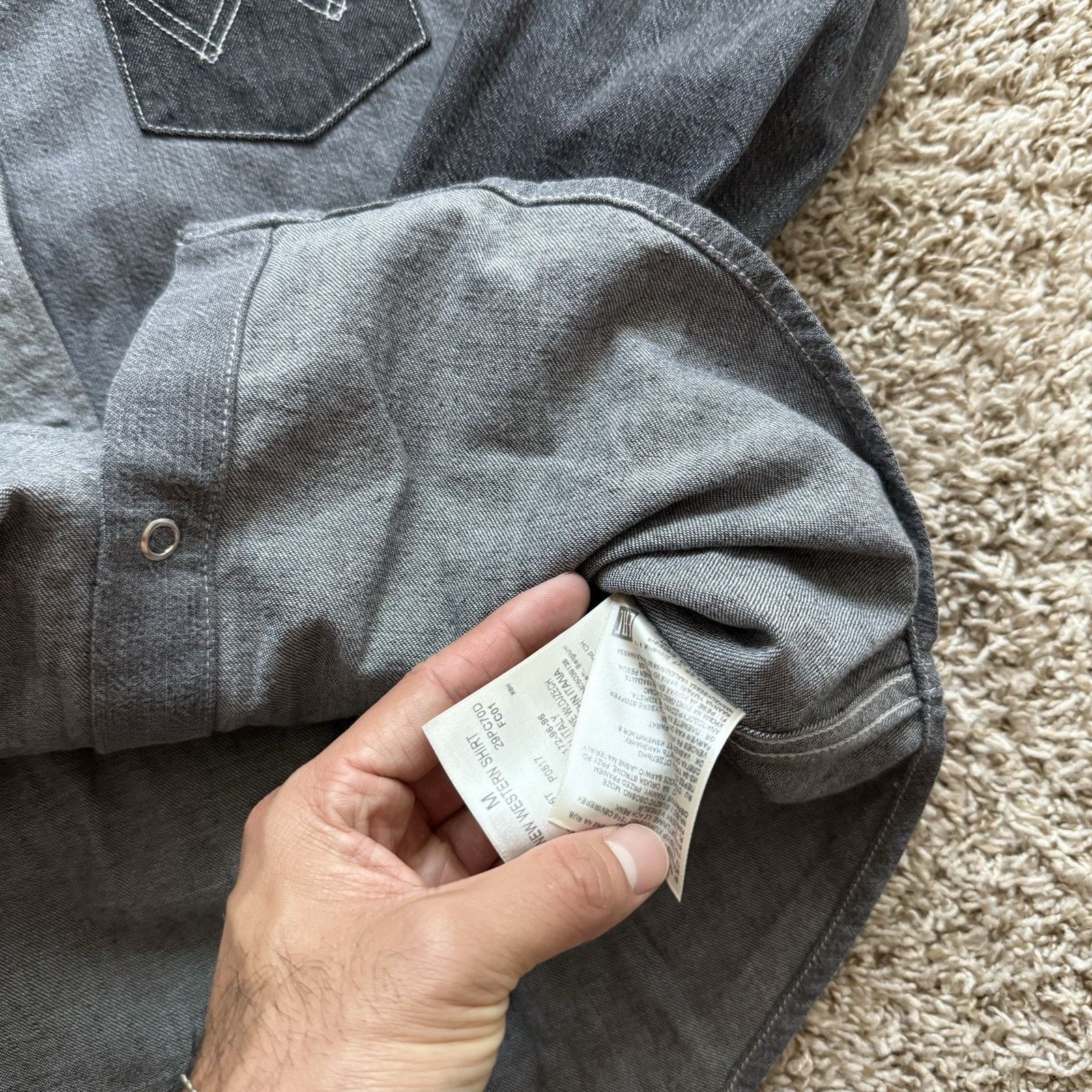 Free People × Wrangler Free People Wrangler Peter Max Western Pearl Snap Grey Shirt Size M / US 6-8 / IT 42-44 - 6 Thumbnail