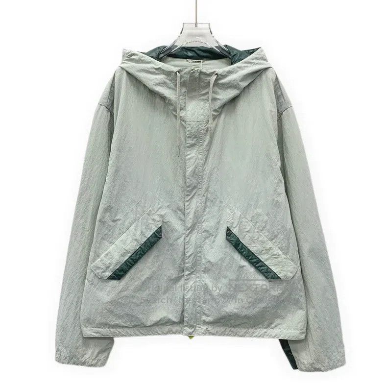Hermes Teal Cotton Hooded Drawstring Long Sleeve Jacket Wi