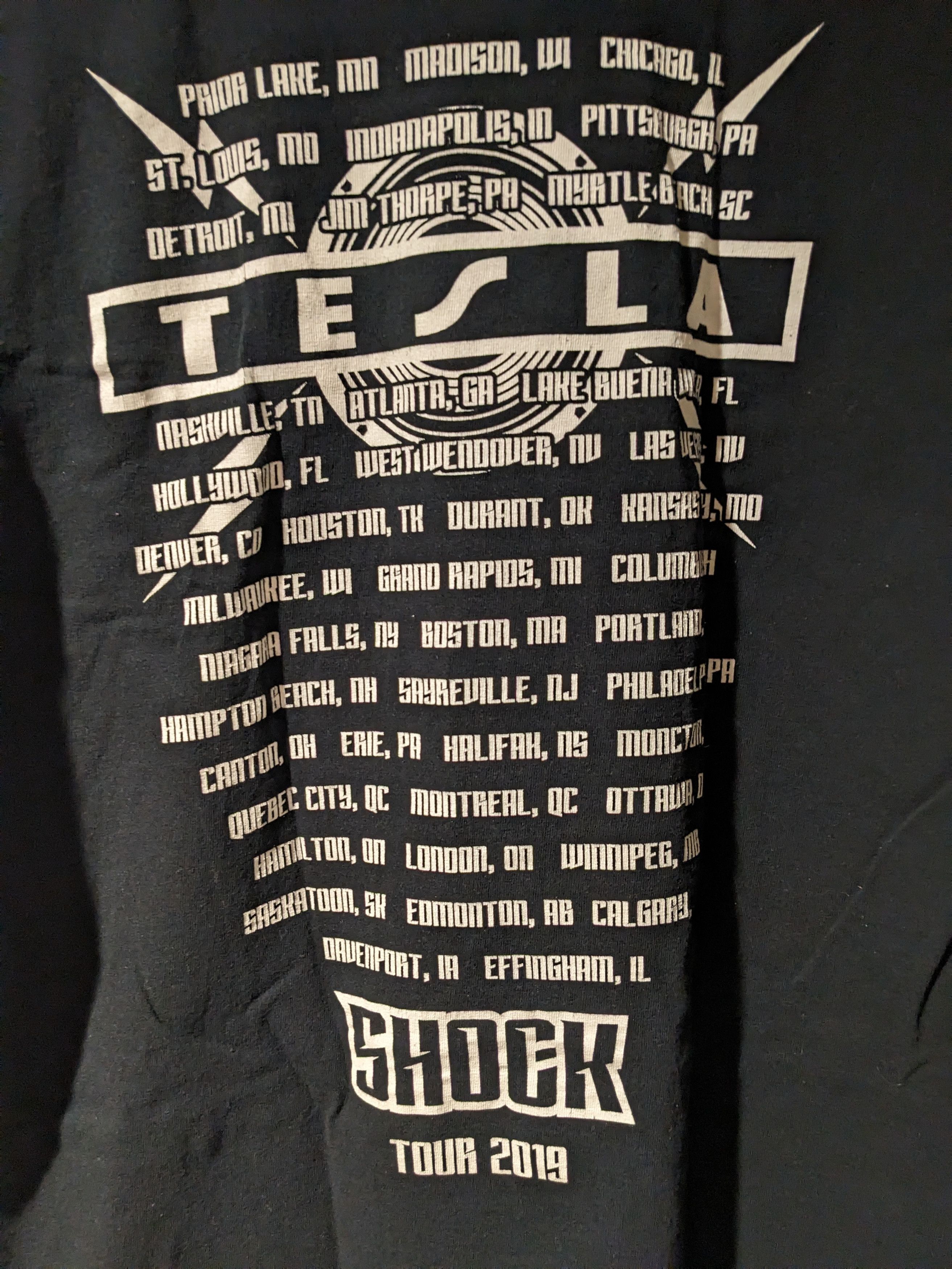 Band Tees × Vintage Tesla Shock Tour Band 2019 Black Medium T-Shirt Size US M / EU 48-50 / 2 - 7 Thumbnail