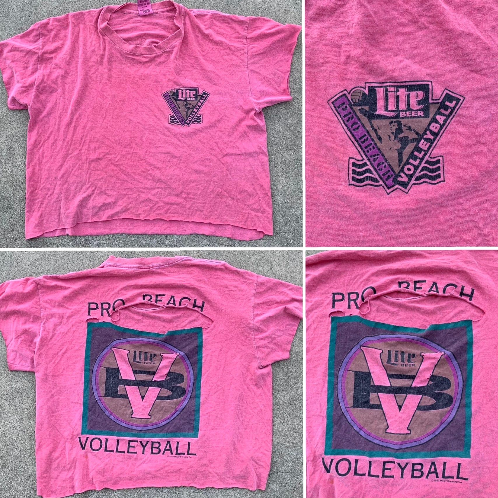 Vintage VINTAGE Tandem Sport Miller Lite Beer Pro Beach Volleyball T-Shirt Cropped XL Men 90s Graphic Print Size US XL / EU 56 / 4 - 2 Thumbnail