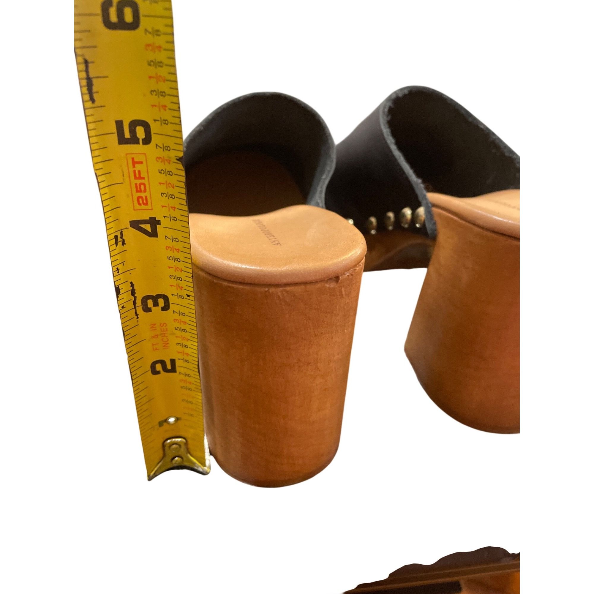 Anthropologie Anthropologie wms black leather 3.5" block heeled clogs shoe Size US 9.5 / IT 39.5 - 12 Thumbnail