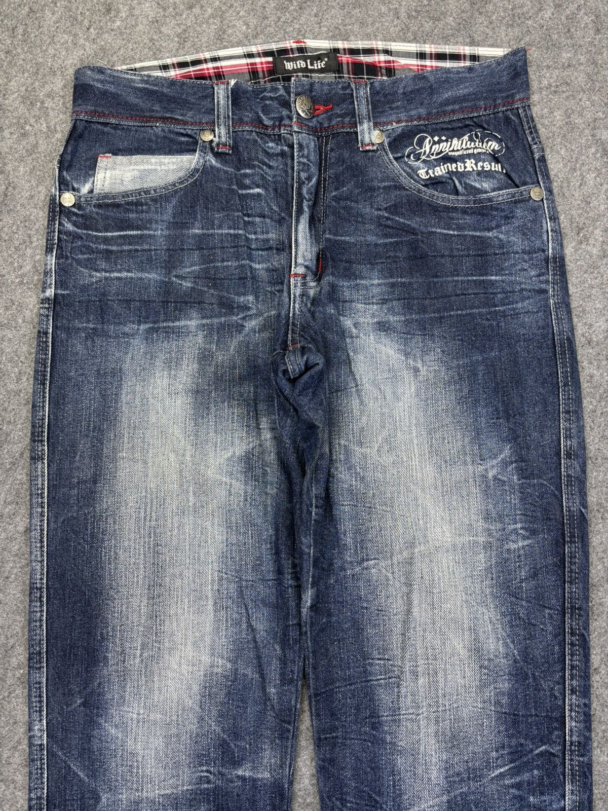 Japanese Brand 💥Wild Life Japan Street Fashion Crazy Fades Denim F871 Size US 32 / EU 48 - 3 Thumbnail