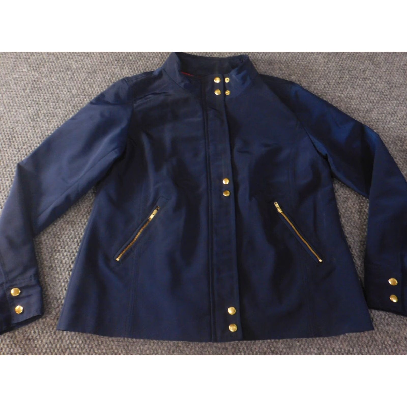 Vintage Crown & Ivy Womens Jacket XS Blue Zip Snap Soft-shell Regular Length Knit Polyester Lining Zipper Casual (Vintage: No) Size XS / US 0-2 / IT 36-38 - 2 Thumbnail