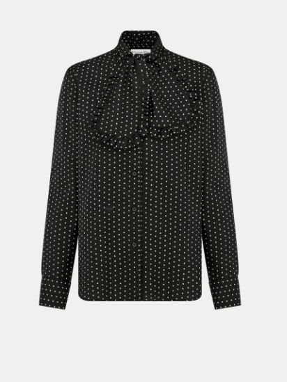 Dior o1w1db10924 Silk Ascot Blouse With Dots Motif in Black Size M / US 6-8 / IT 42-44 - 1 Thumbnail